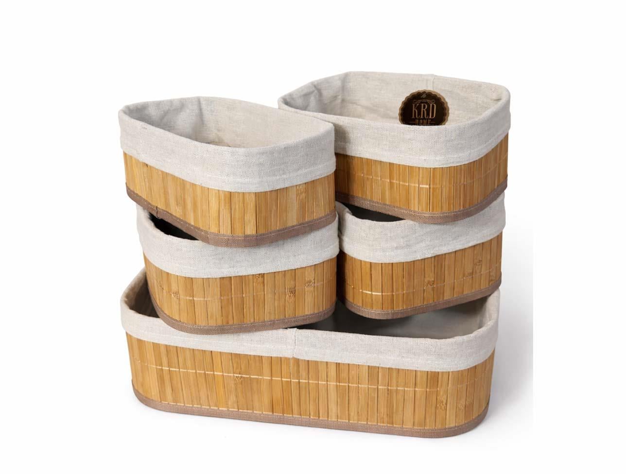 KRD HOME BAMBU 5 Lİ DİKDÖRTGEN SEPET 7424