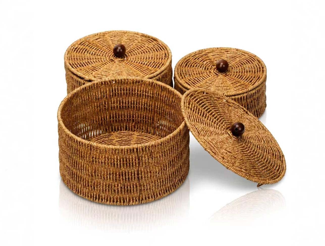 MİEN 3 LÜ KAPAKLI RATTAN KUTU 1715