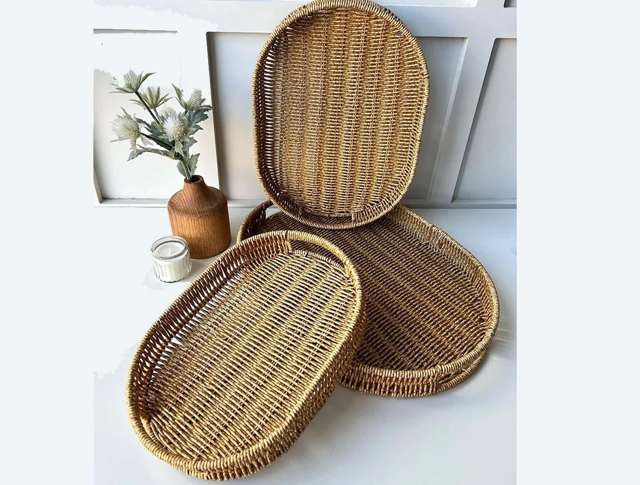 MİEN RATTAN OVAL 3 LÜ TEPSİ