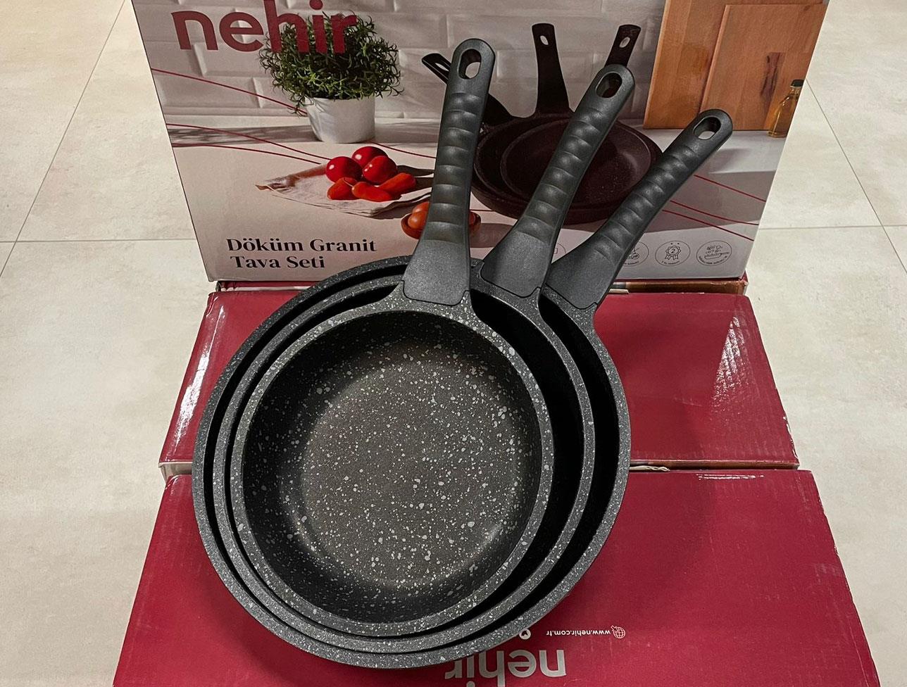 NEHİR SİYAH 3P DÖKÜM GRANİT TAVA SETİ