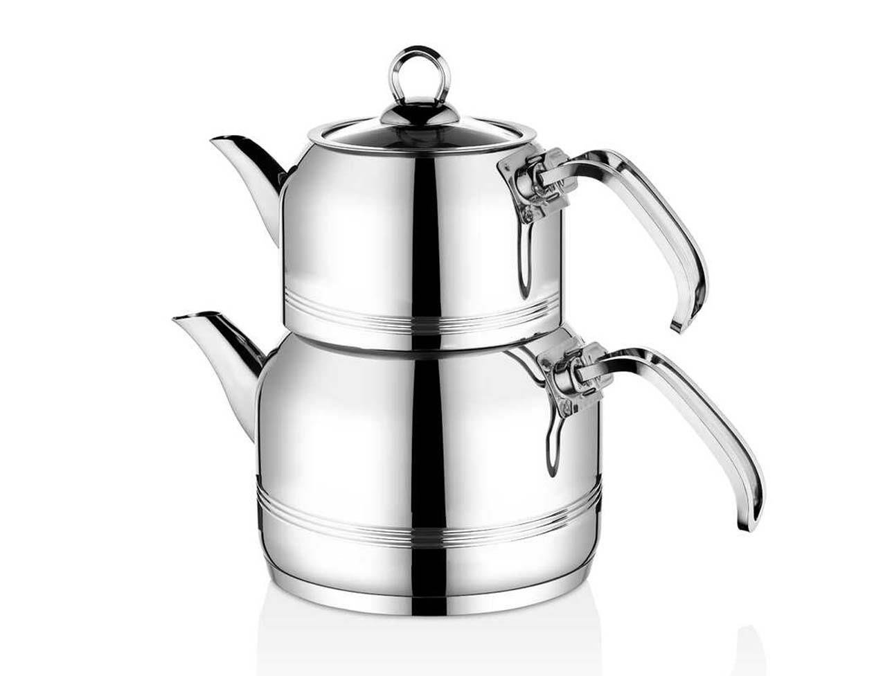 OMS 4 PCS KUŞAK ÇAYDANLIK TAKIMI SADE ÇELİK SAP L