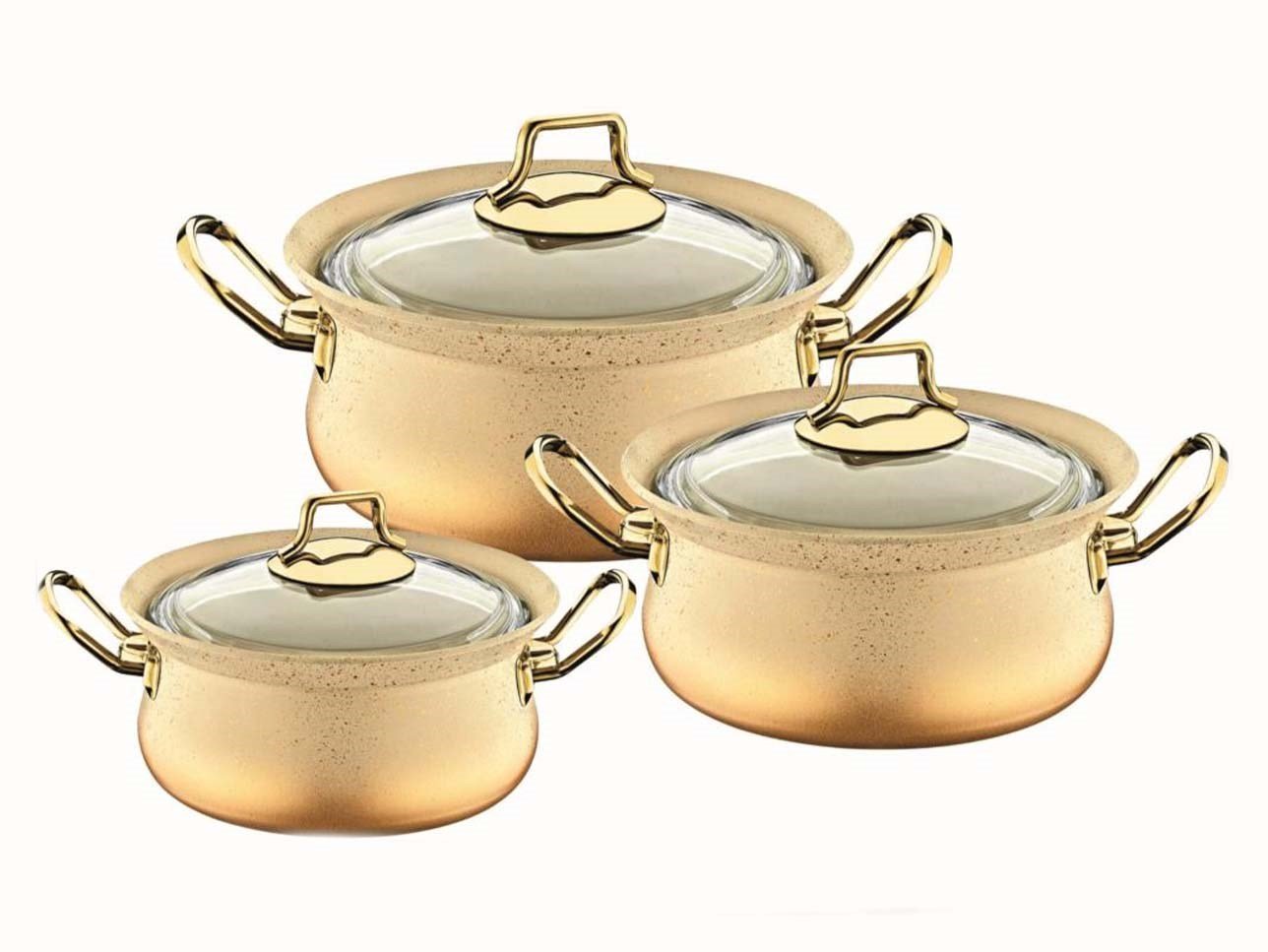OMS 6 PCS GRANİT BAKRAÇ İNDÜKSİYONSUZ SET KREM