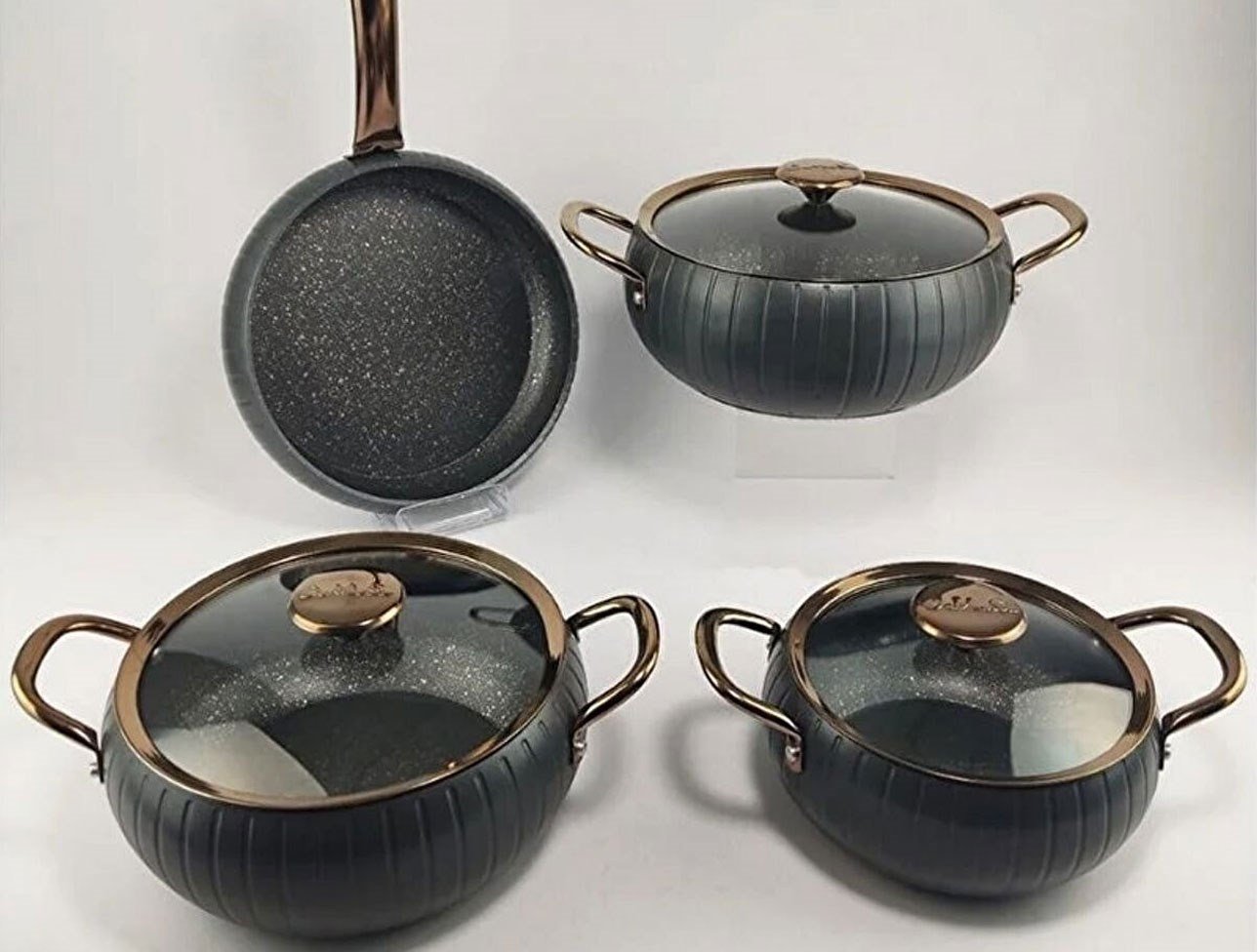 OMS 7 PCS MERDIAN TENCERE SETİ BAKIR KAPAK