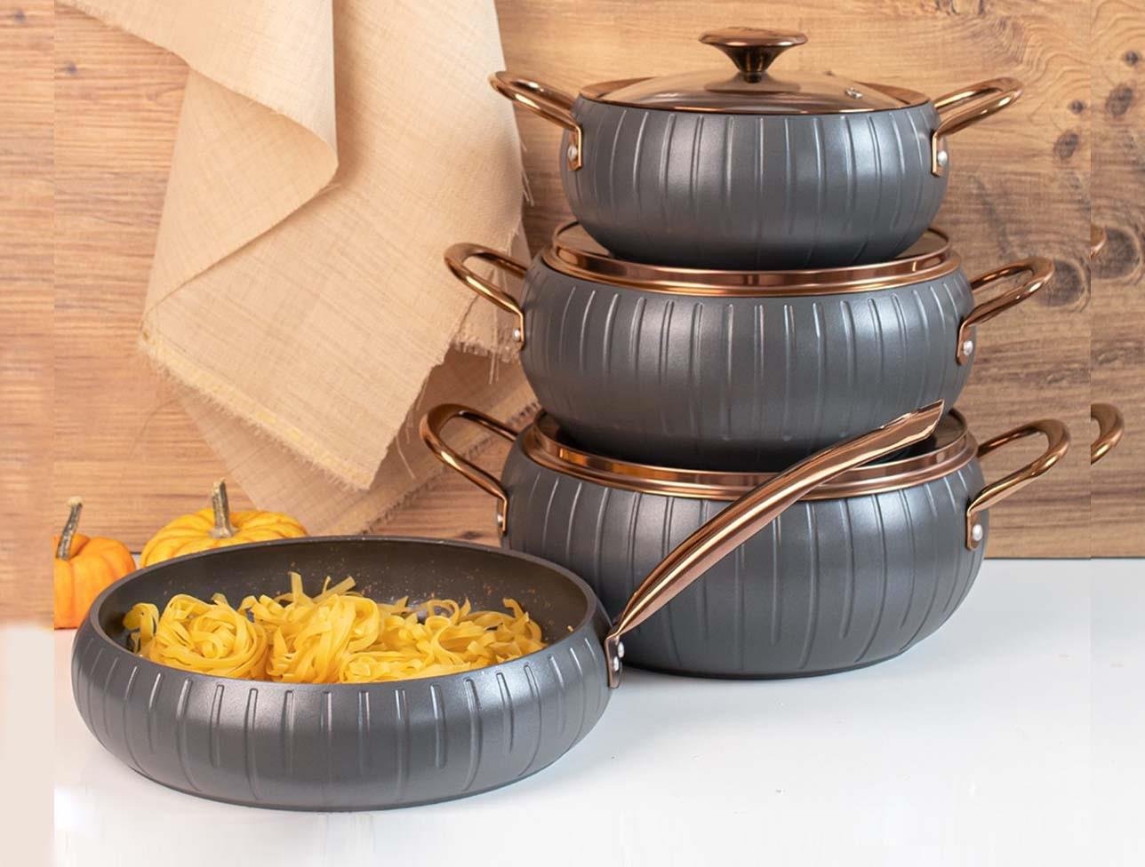 OMS 7 PCS MERDIAN TENCERE SETİ BAKIR KAPAK