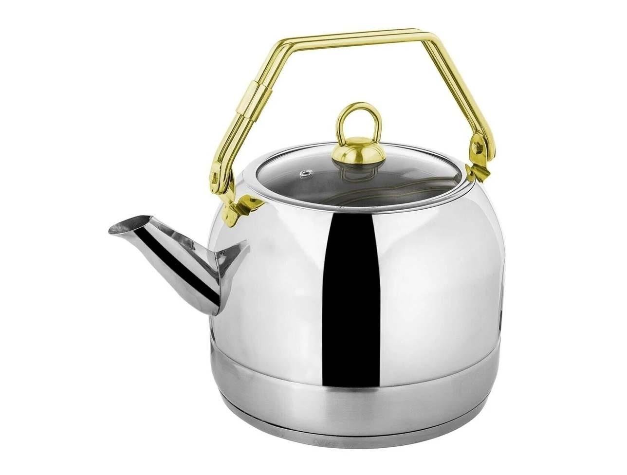 OMS ÇELİK ÇAYDANLIK ÜSTTEN TUTMALI 3 LİTRE GOLD