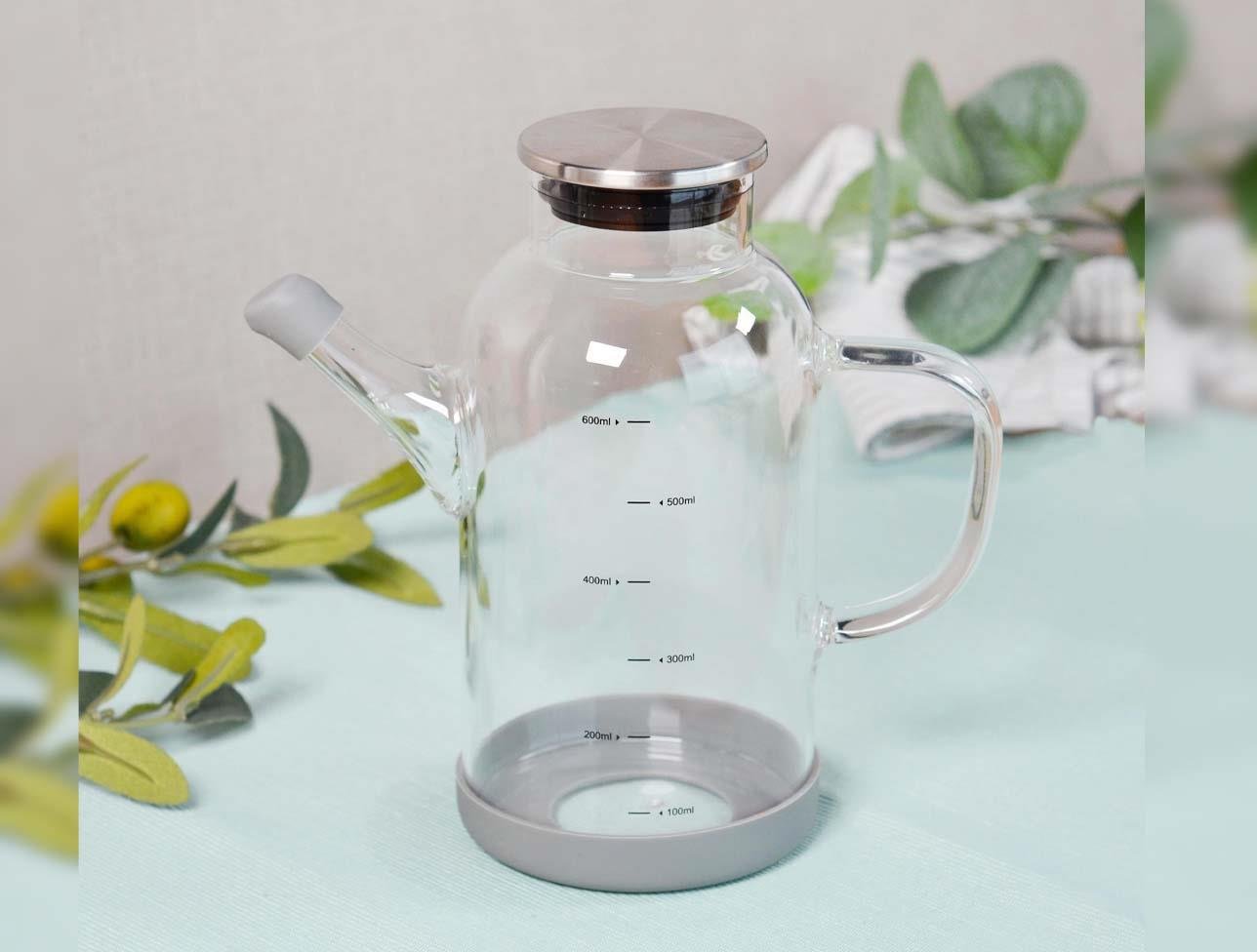 PAÇİ ALİSA 600 ML MTL KAPAKLI KARE YAĞLIK CAM-4012