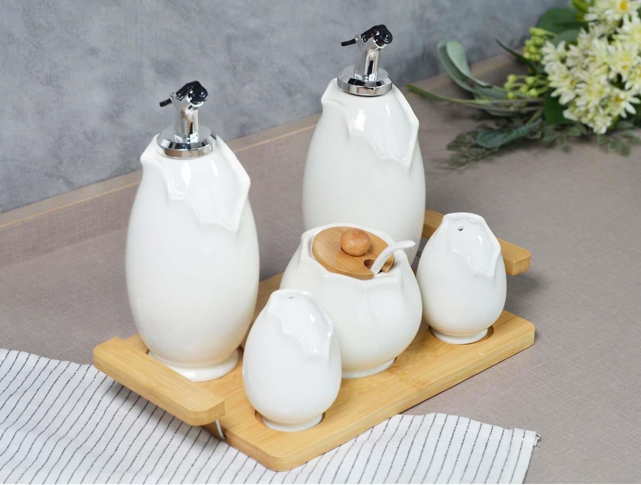 PAÇİ NORA 5Lİ BAMBU STANDLI MUTFAK SETİ 102039