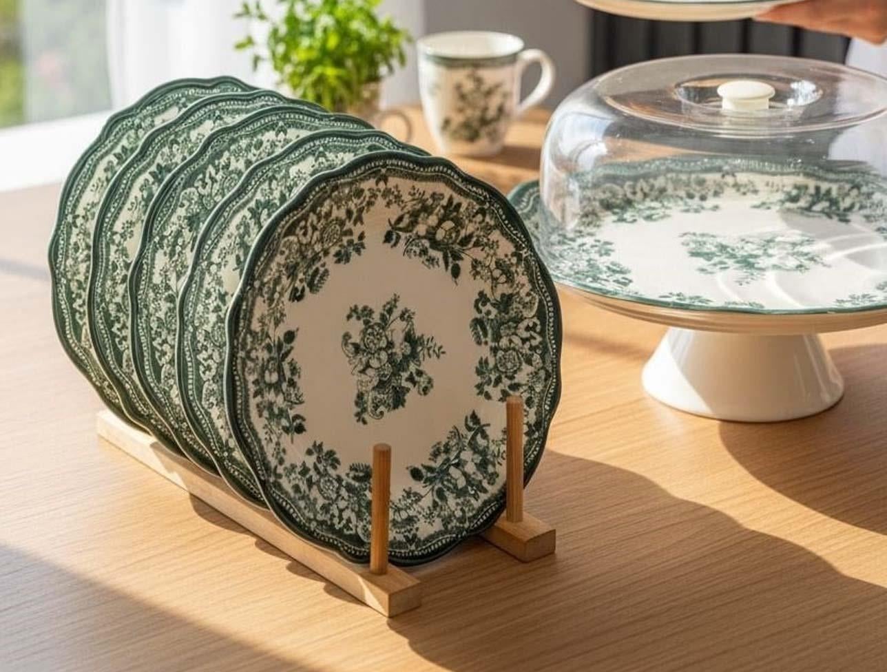 PORSER VELOUR GREEN FULYA AYAKLI SUNUM 8 PRÇ