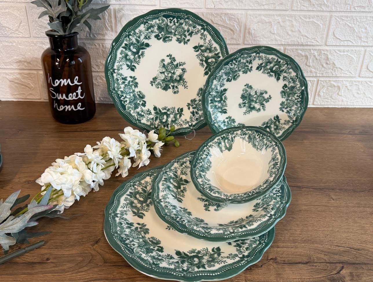 PORSER VELOUR GREEN FULYA YEMEK SETİ 24 PARÇA