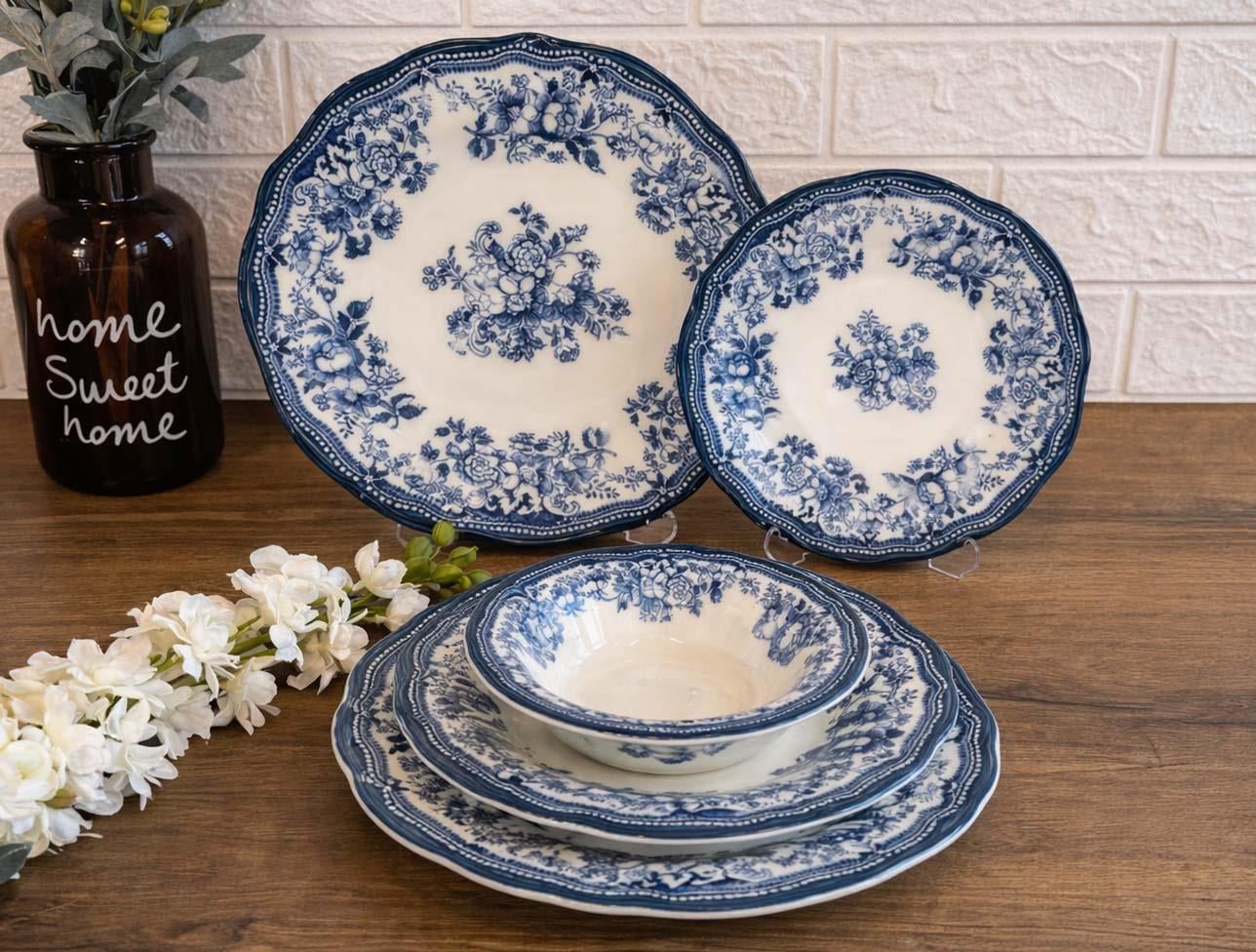 PORSER VELOUR NAVY FULYA 24 PARÇA YEMEK SETİ