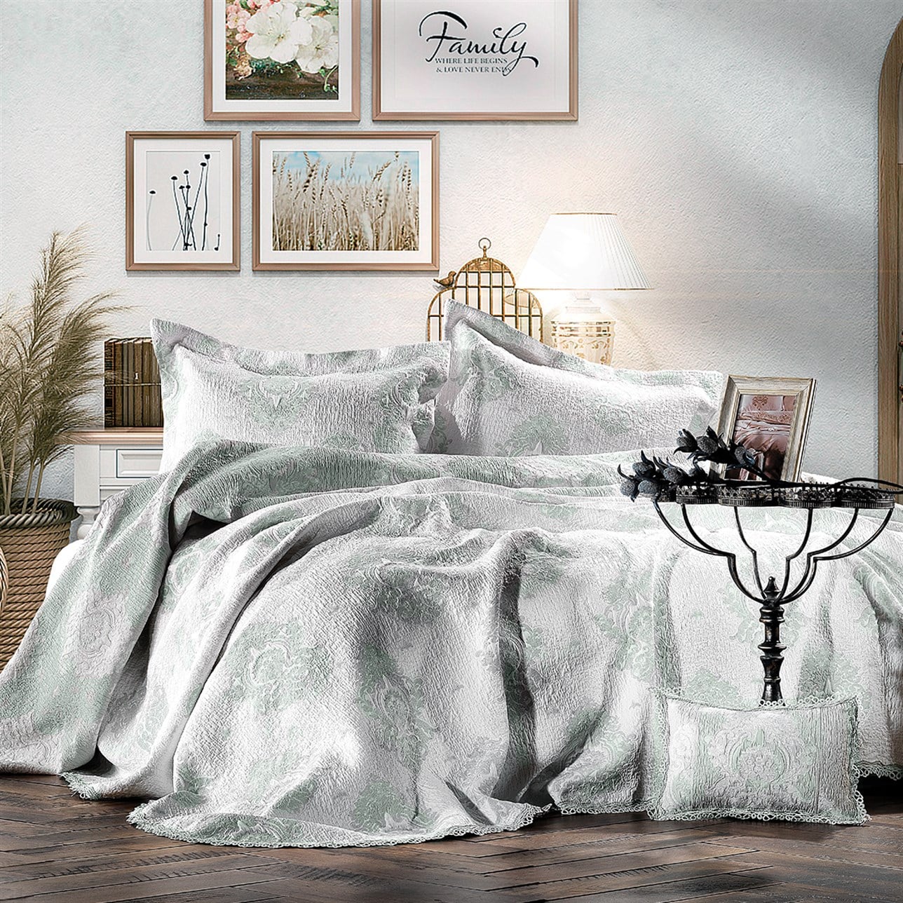 ZEBRA ALL DAYS DAMASK YATAK ÖRTÜSÜ ÇİFT K.YEŞİL