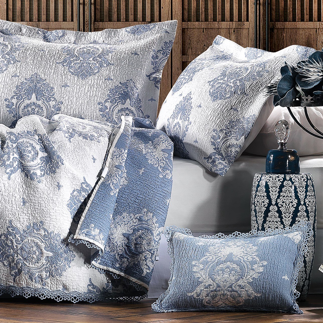 ZEBRA ALL DAYS DAMASK YATAK ÖRTÜSÜ ÇİFT K.INDIGO