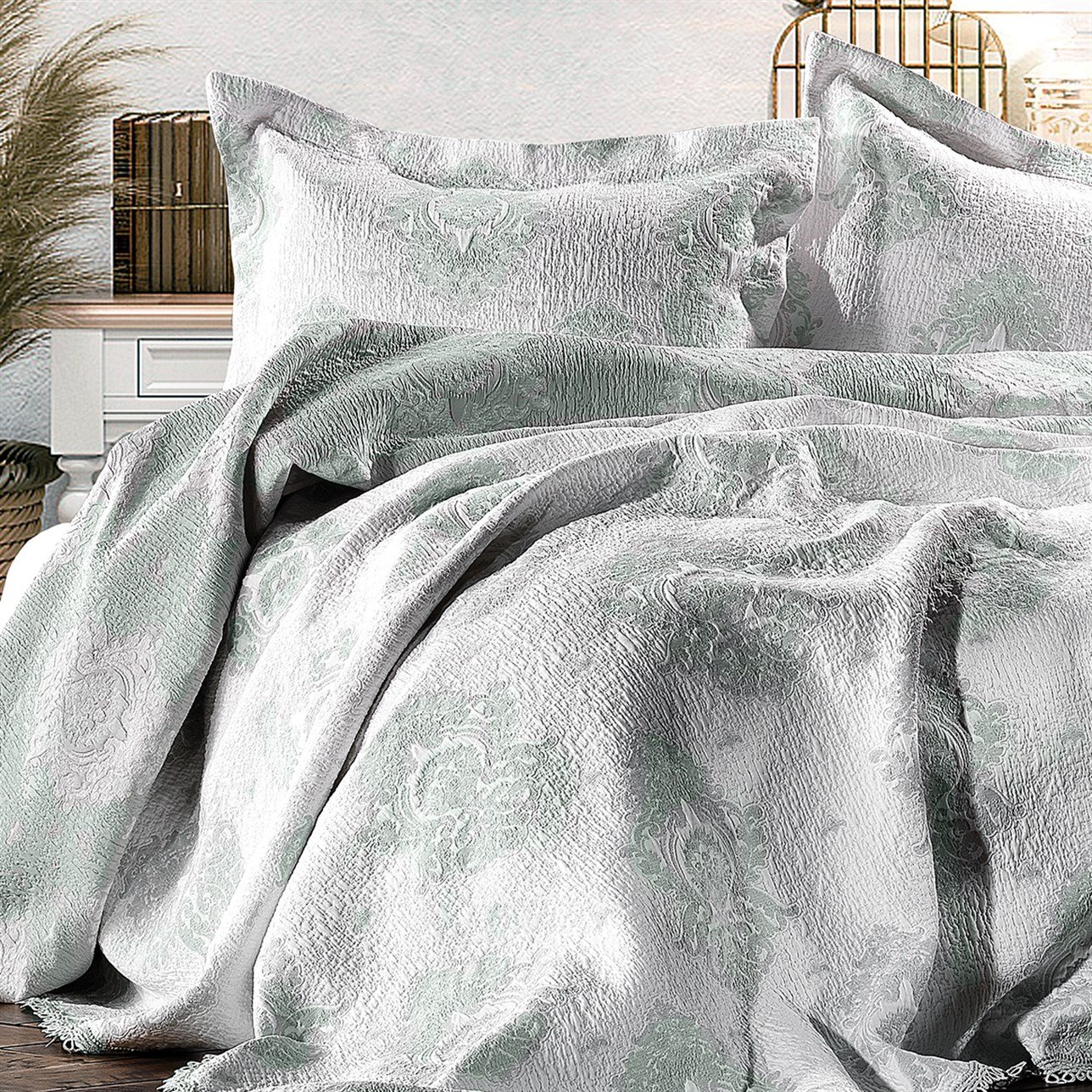ZEBRA ALL DAYS DAMASK YATAK ÖRTÜSÜ ÇİFT K.YEŞİL