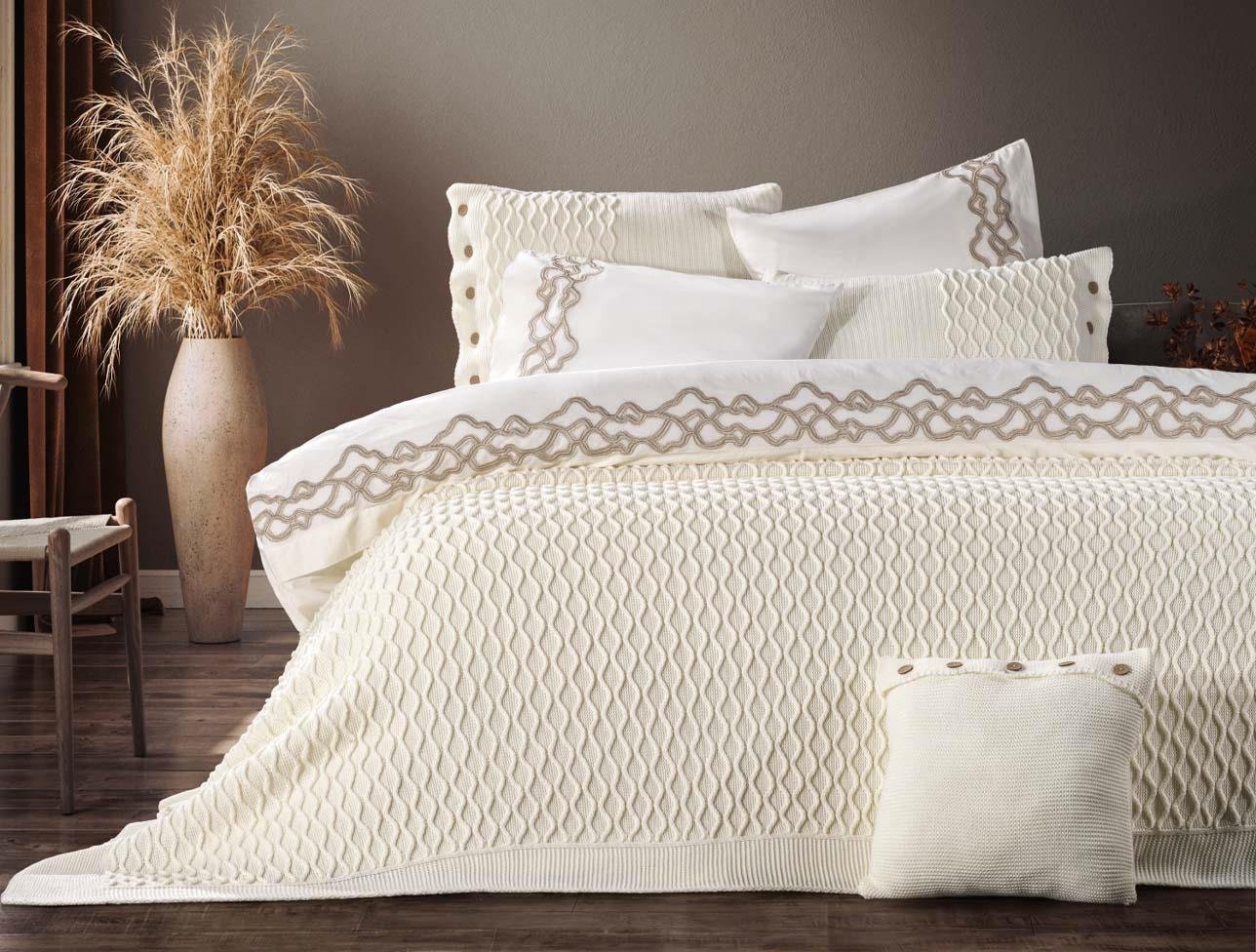 ZEBRA ASOS TRIKO YATAK ÖRTÜSÜ SETİ KREM