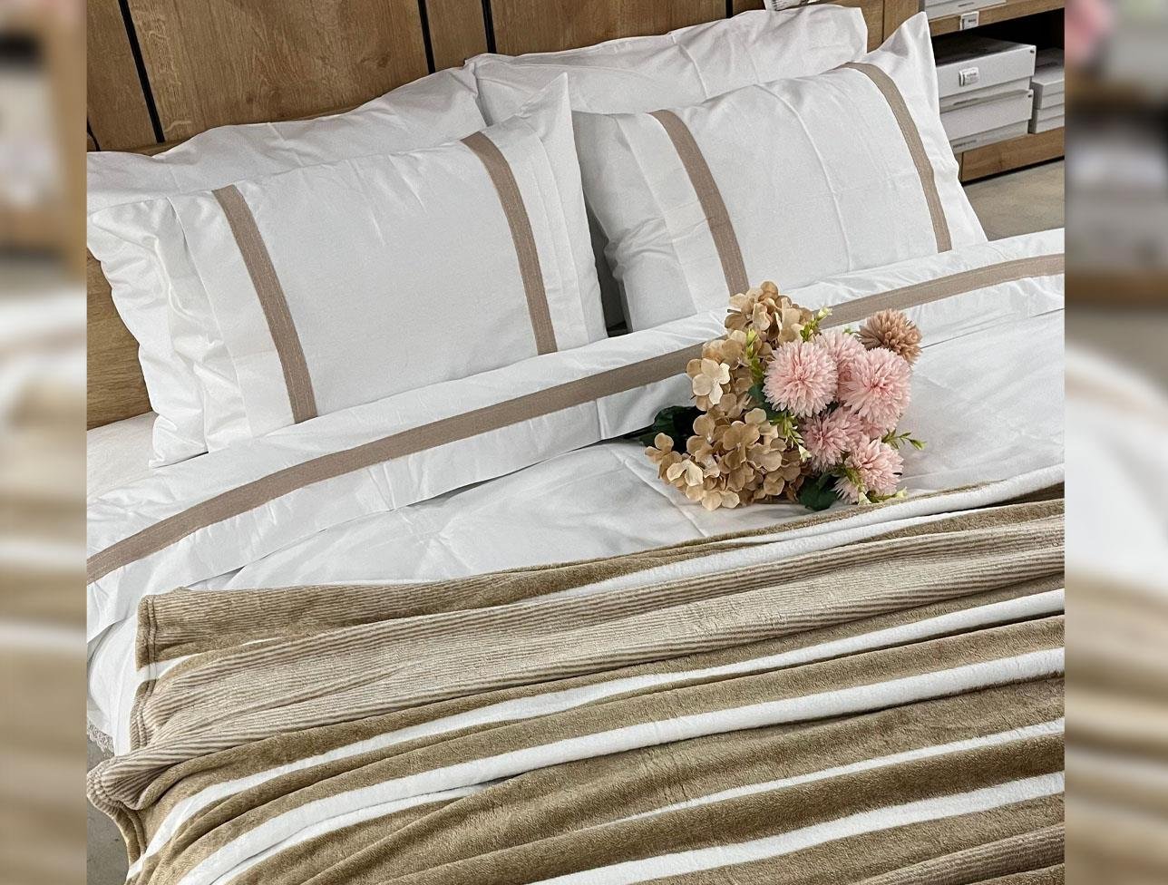 ZEBRA CASA LINEA ÇİZGİLİ BATTANİYE SETİ  BEJ