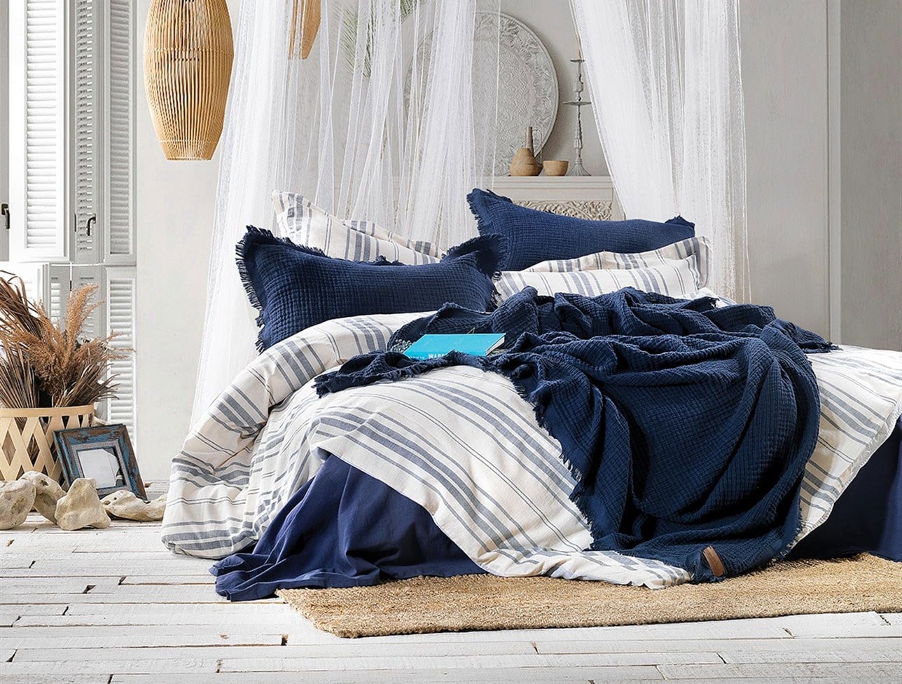 ZEBRA CLEO STRIPE 7 PARÇA NEVRESİM PİKE SET INDIGO