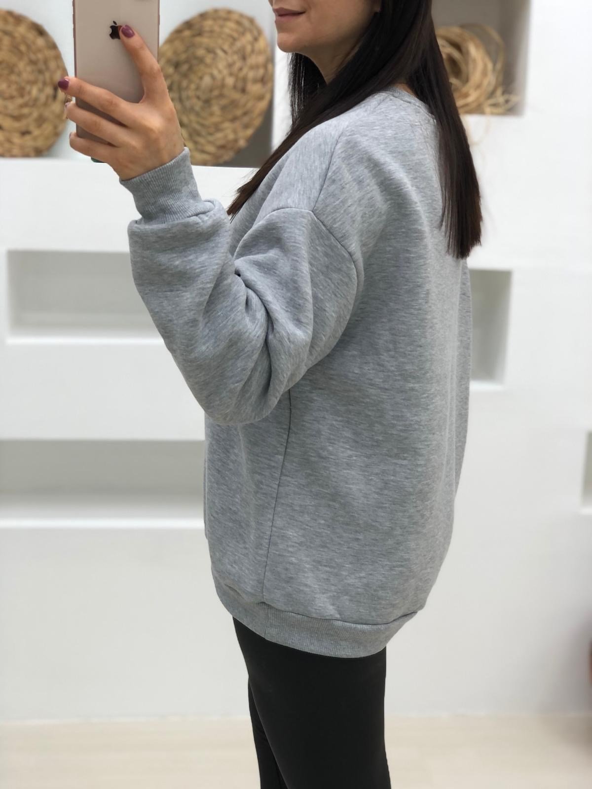 Berfield Baskılı Sweatshirt-Gri