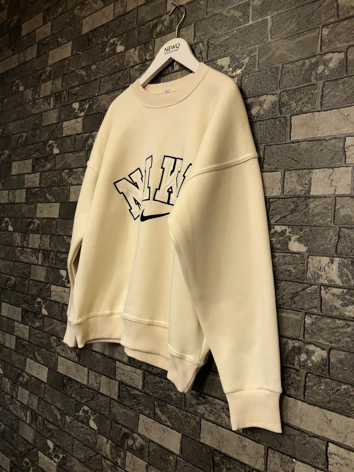 İçi Polarlı Kalın Nike Sweat-Bej