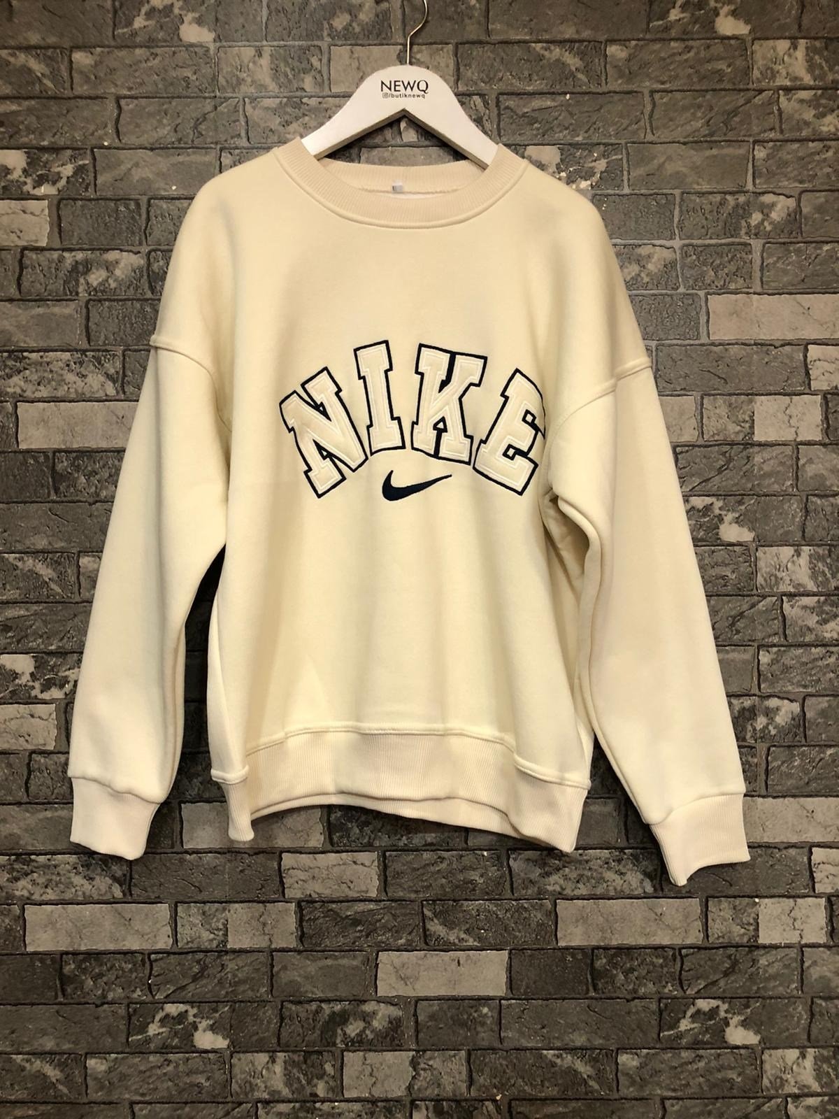 İçi Polarlı Kalın Nike Sweat-Bej