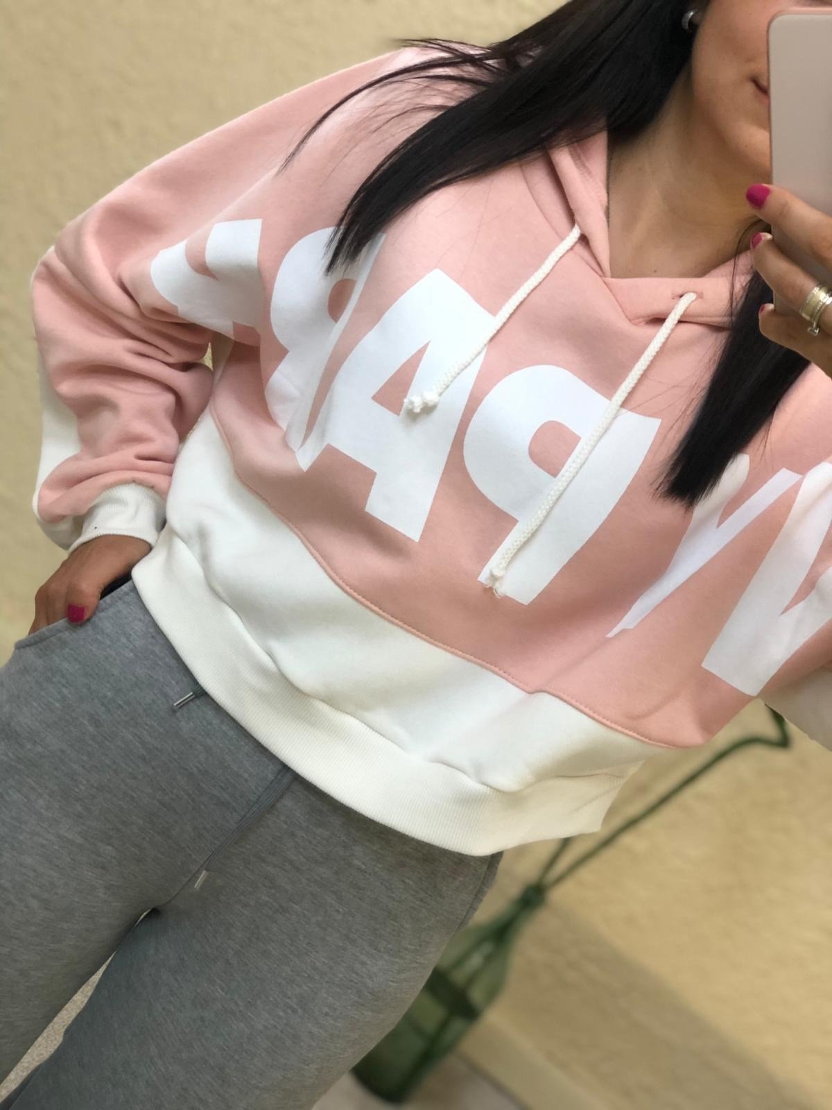 Kısa Kapüşonlu Sweat-Pembe