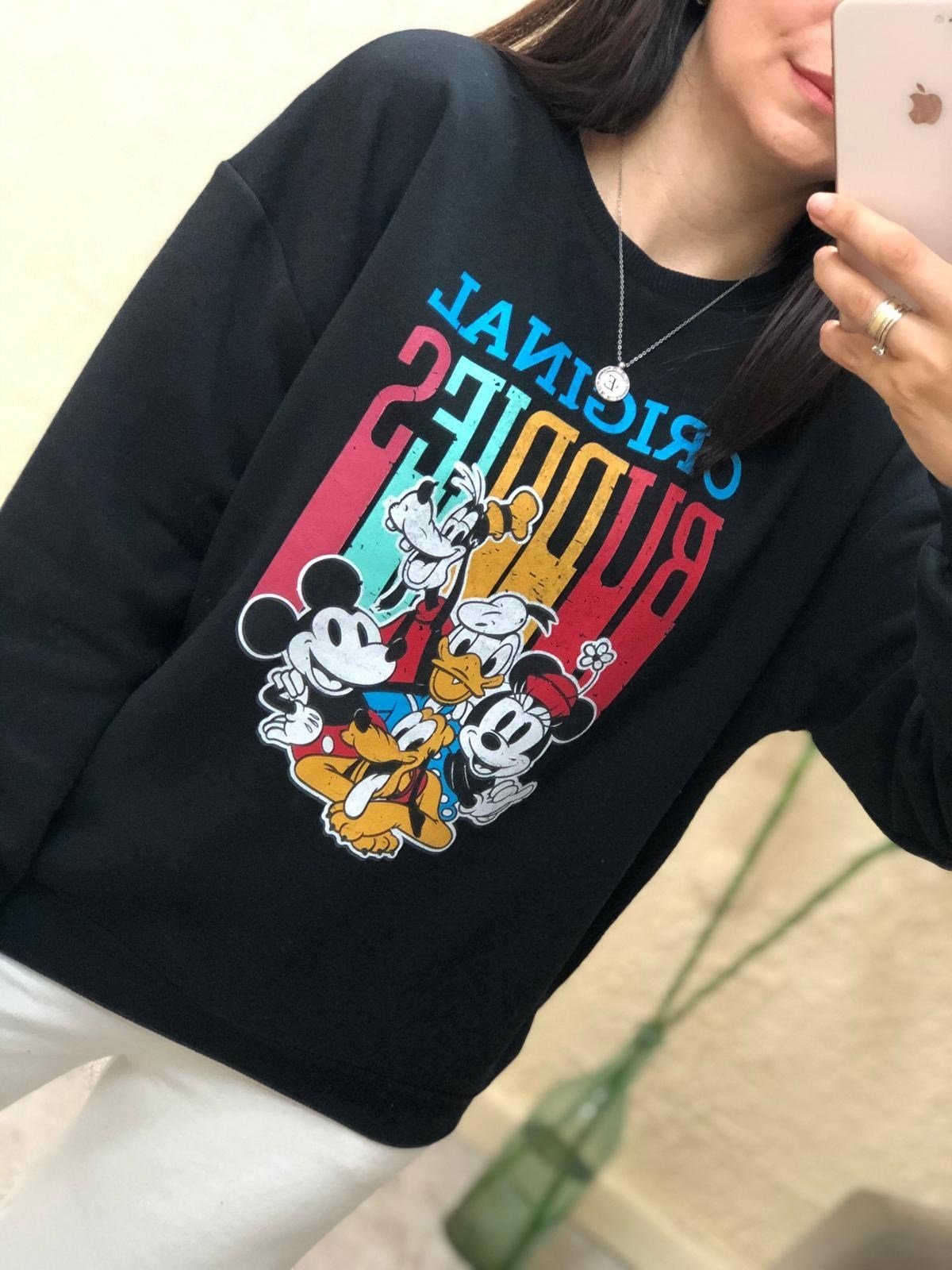 Micky Mouse Baskılı Sweat-Siyah
