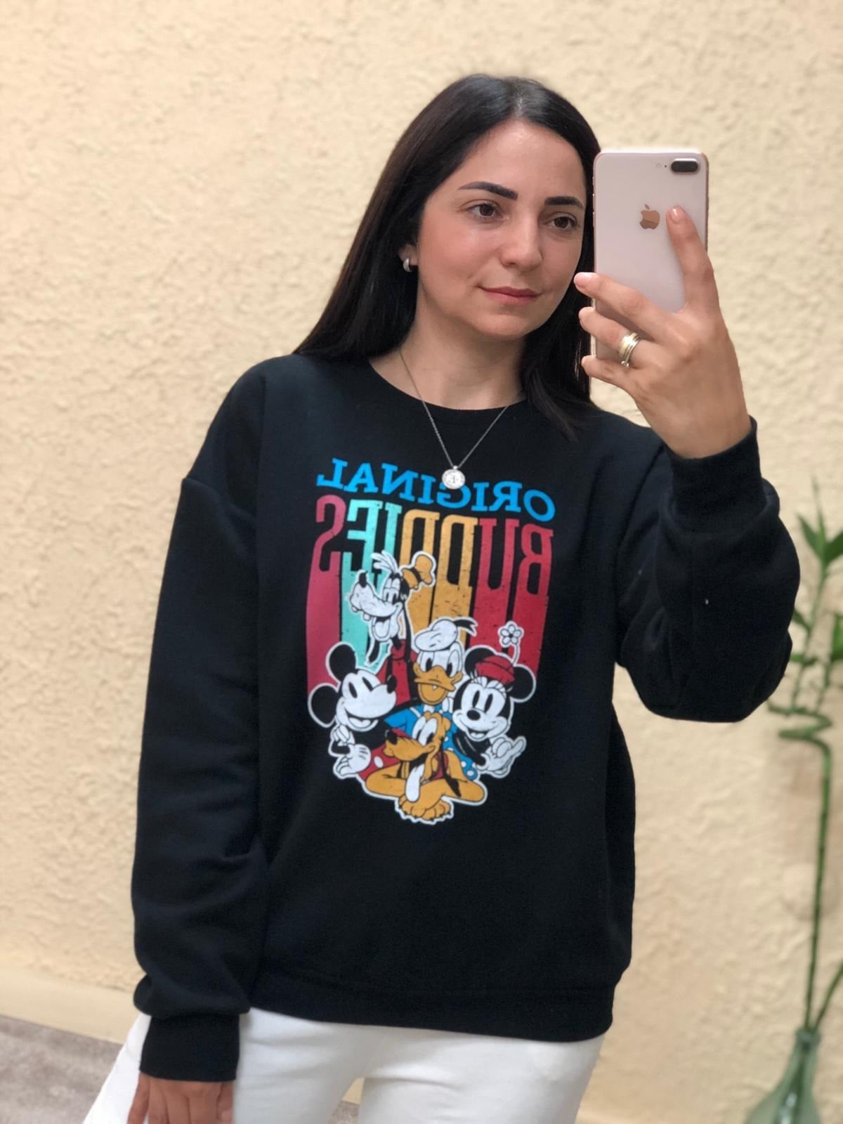 Micky Mouse Baskılı Sweat-Siyah