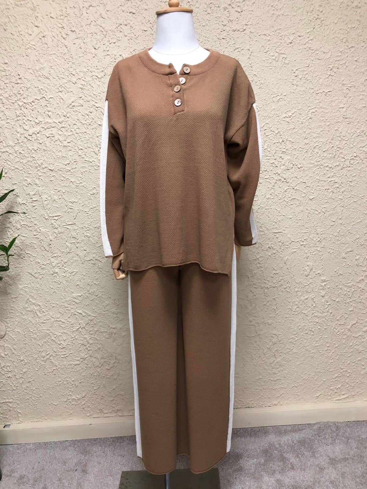 Önü Düğmeli İkili Takım-Camel