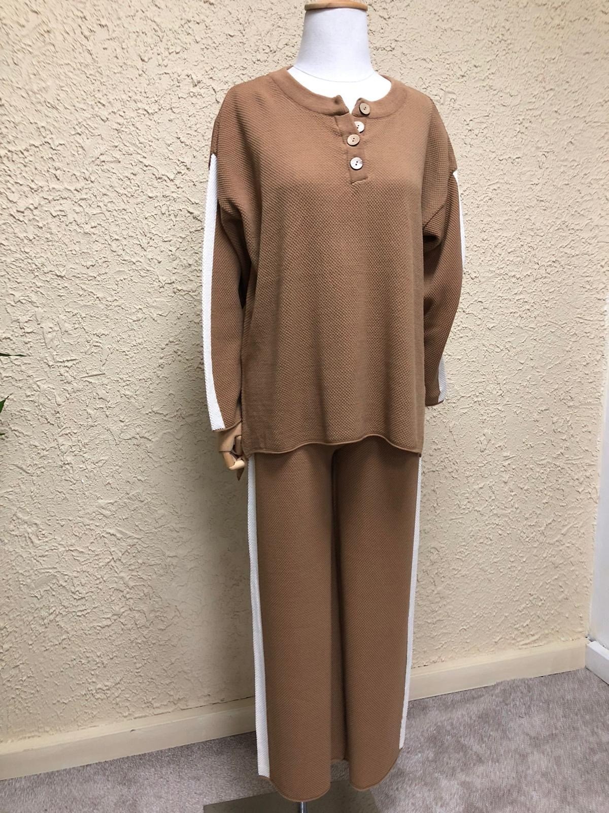 Önü Düğmeli İkili Takım-Camel