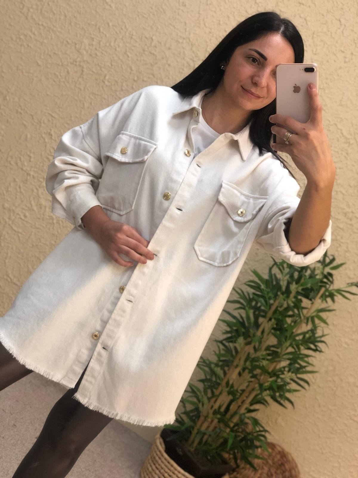 Oversize Cepli Kot Ceket-Ekru