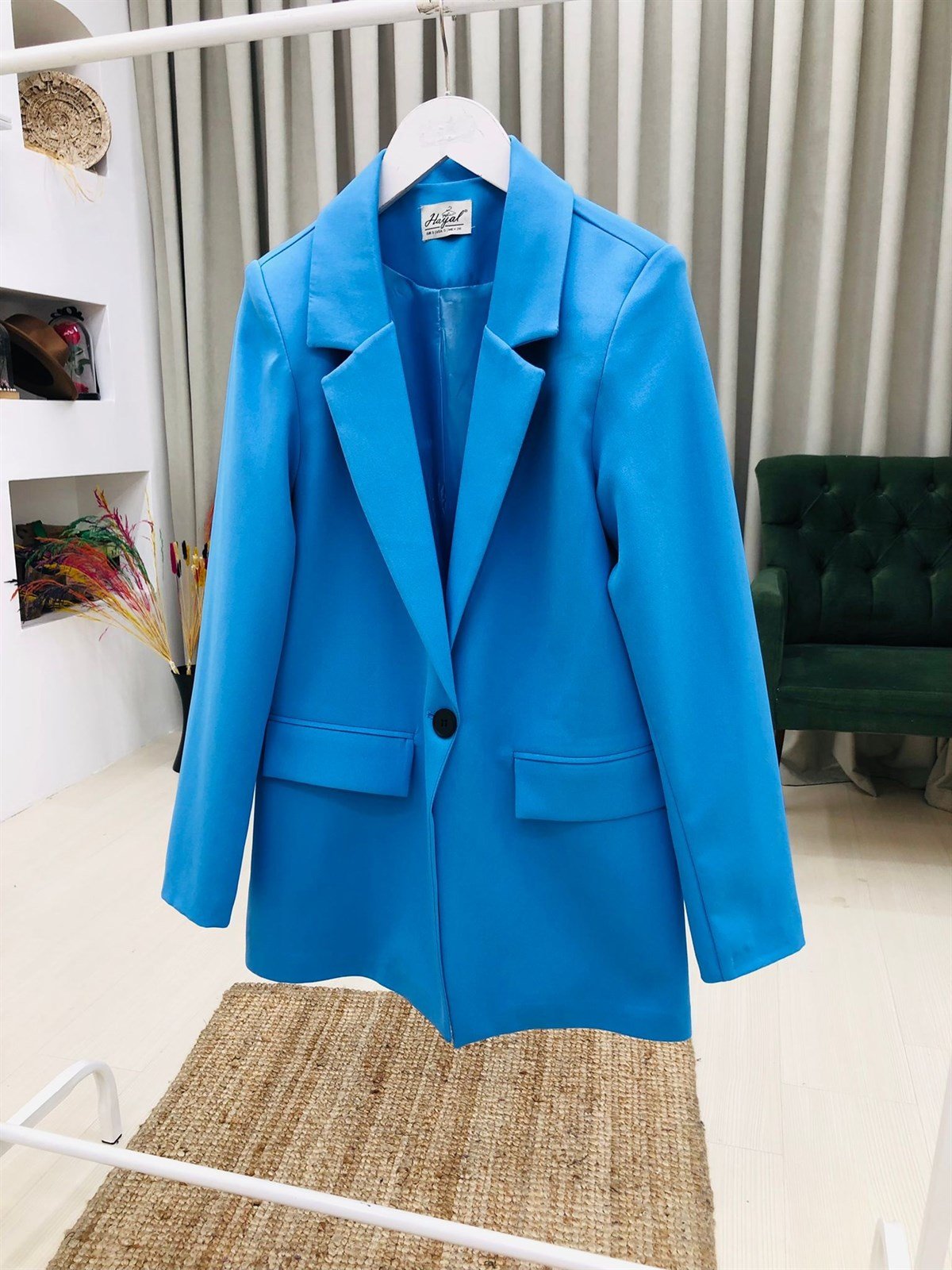 Tek Düğmeli Ceket-Mavi