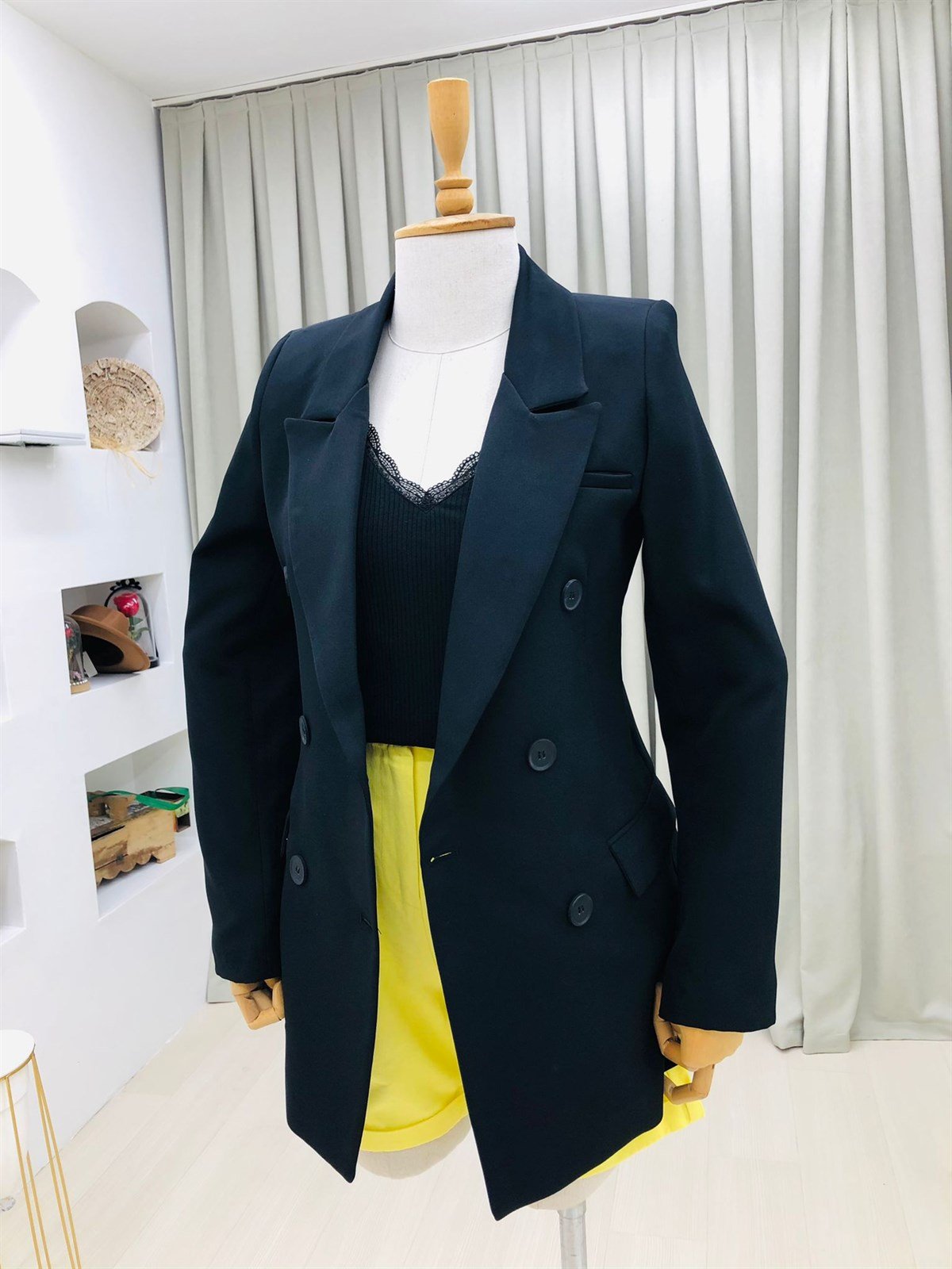 Yüksek Bel Duble Paça Gabardin Şort-Sarı
