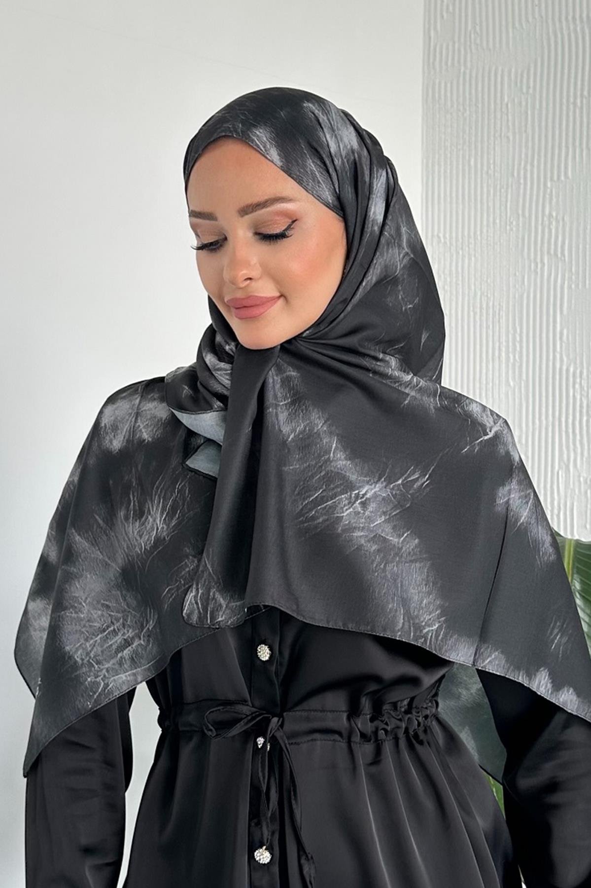  Batik Desenli Siyah Renk Soft Pamuk Şal