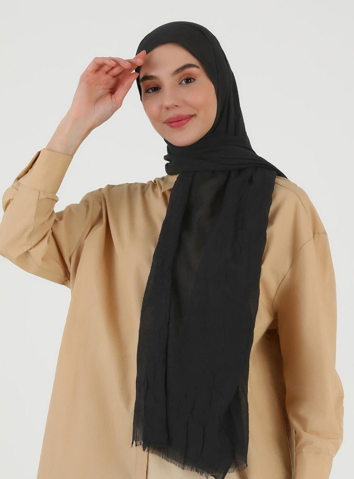 Bambu Kraş Siyah Renk Şal 