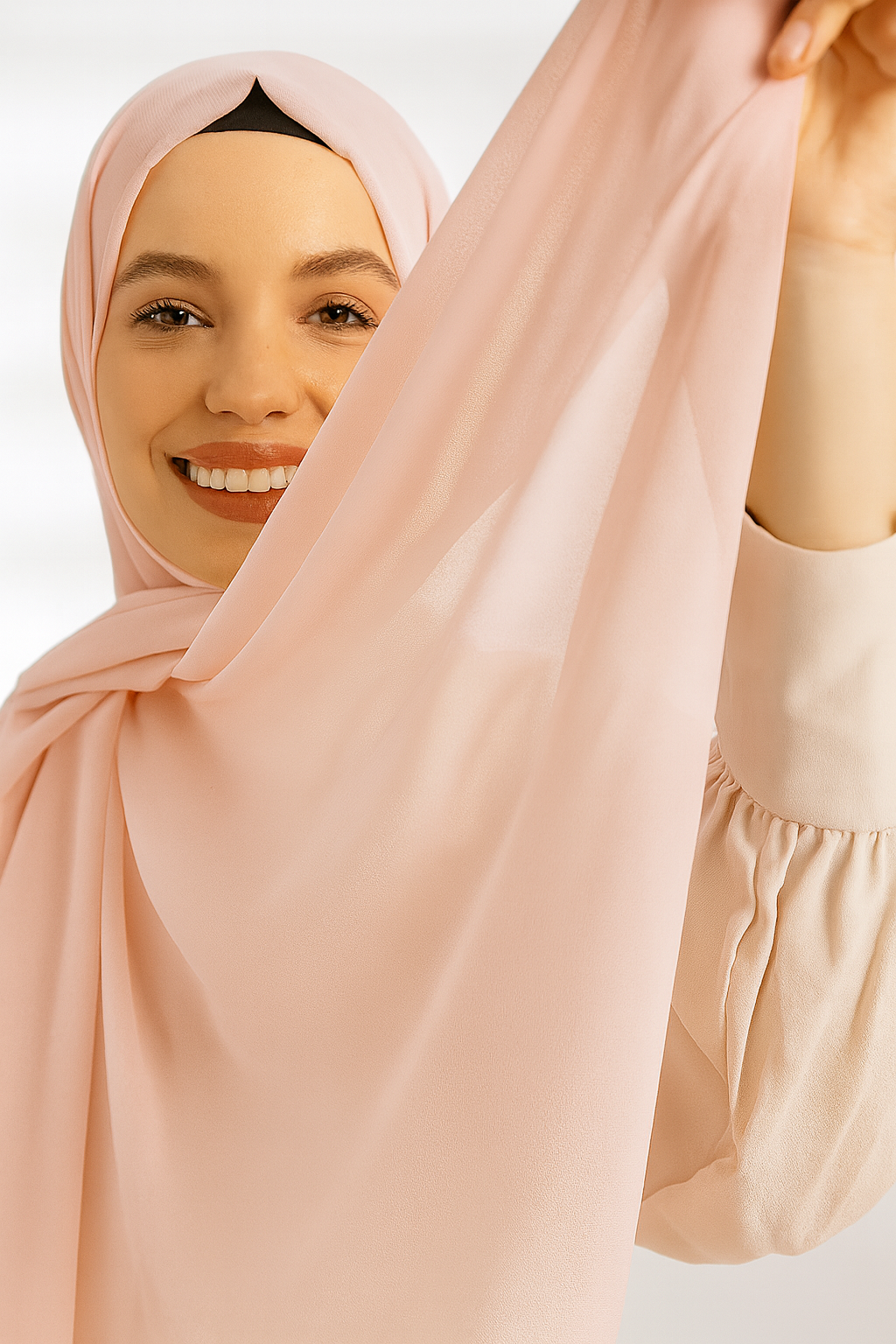 İnce Şifon Pembe Düz Renk Şal