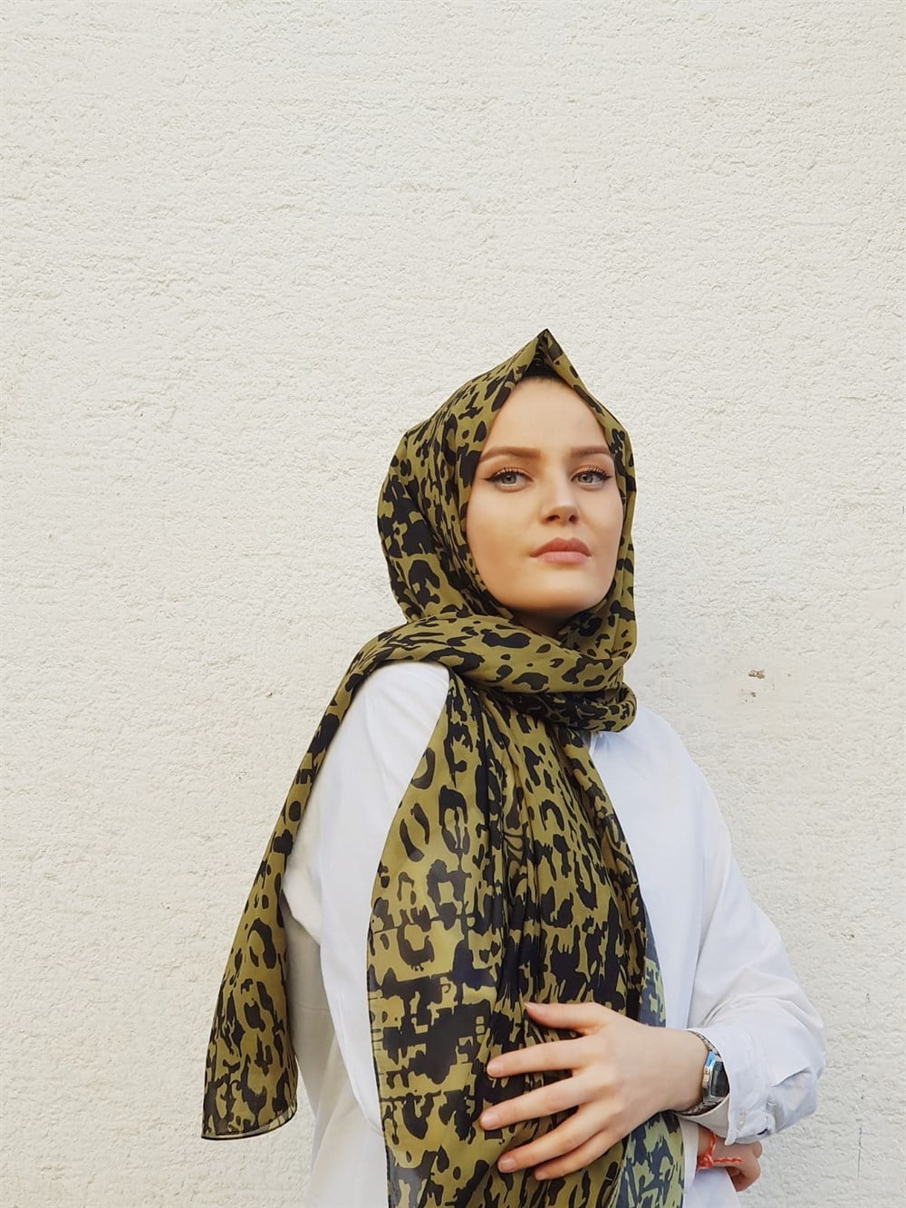 LEOPAR DESEN ŞAL YAĞ YEŞİLİ