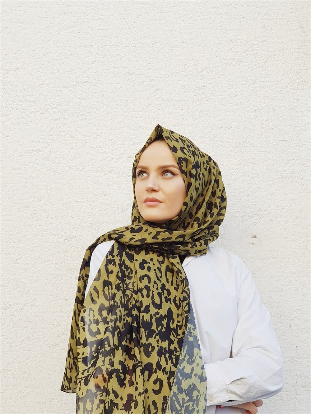 LEOPAR DESEN ŞAL YAĞ YEŞİLİ