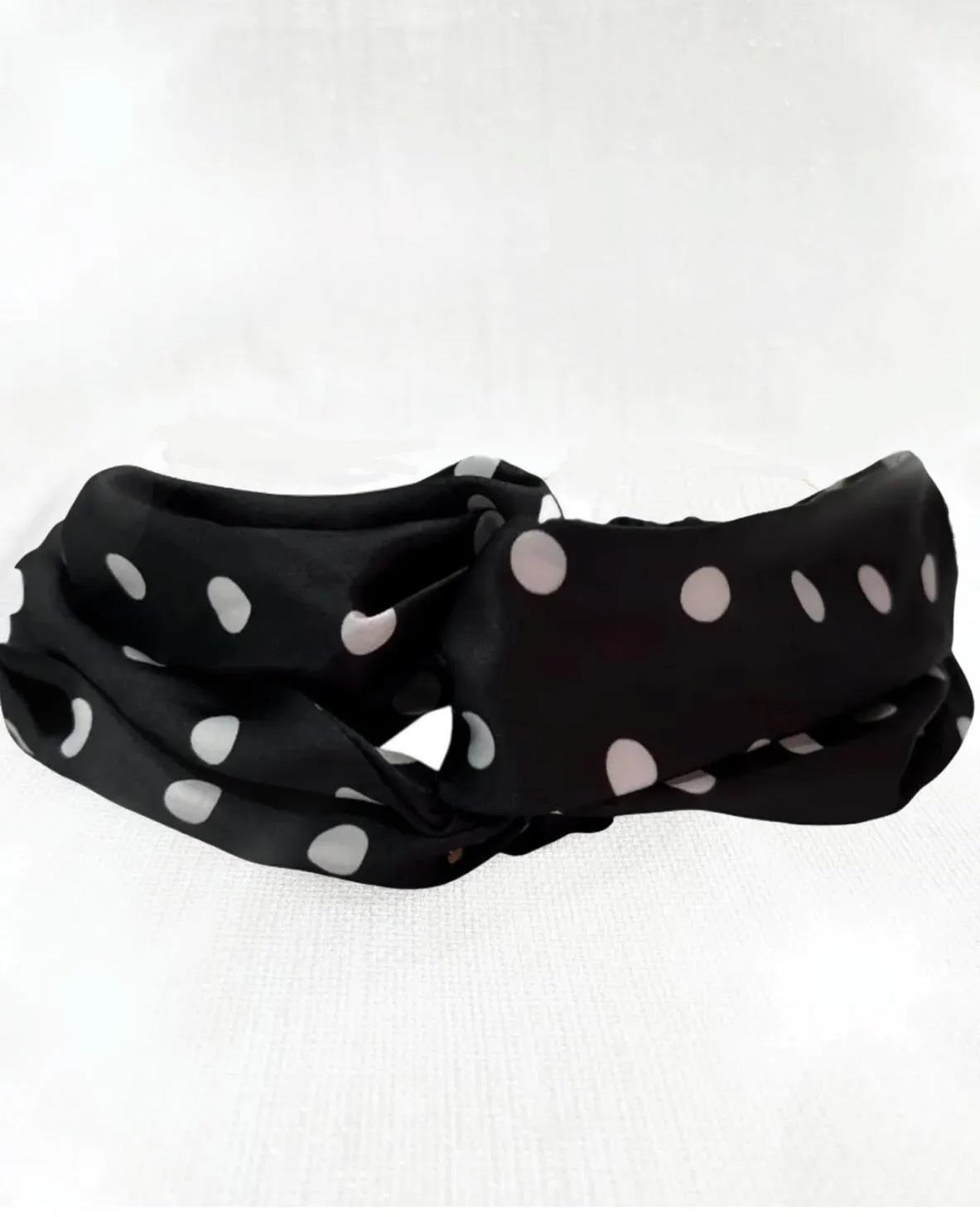 Puantiye Desenli Saten Bandana