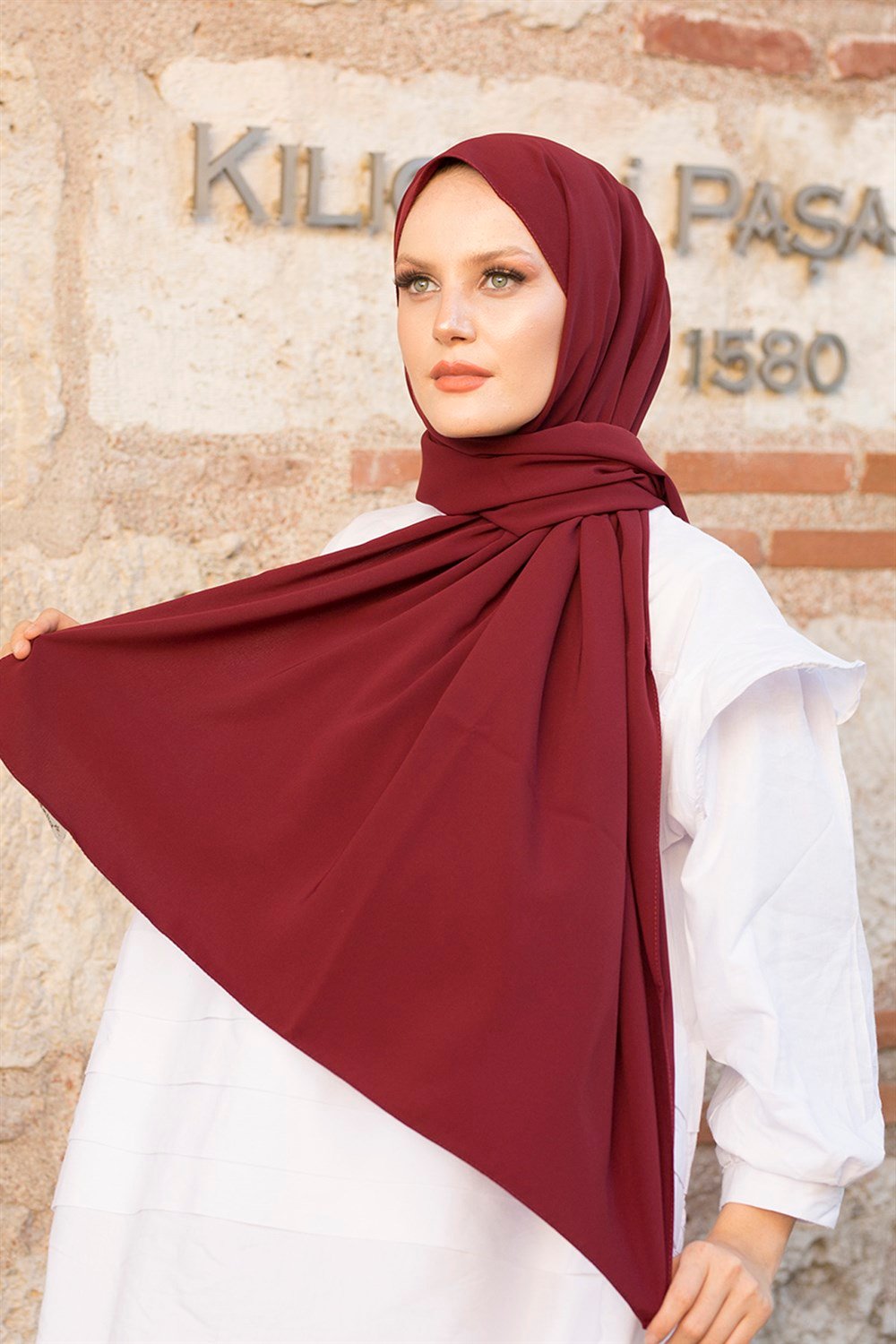 STELLA MEDİNE İPEĞİ ŞAL BORDO