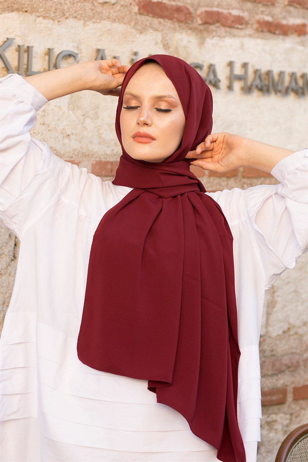 STELLA MEDİNE İPEĞİ ŞAL BORDO