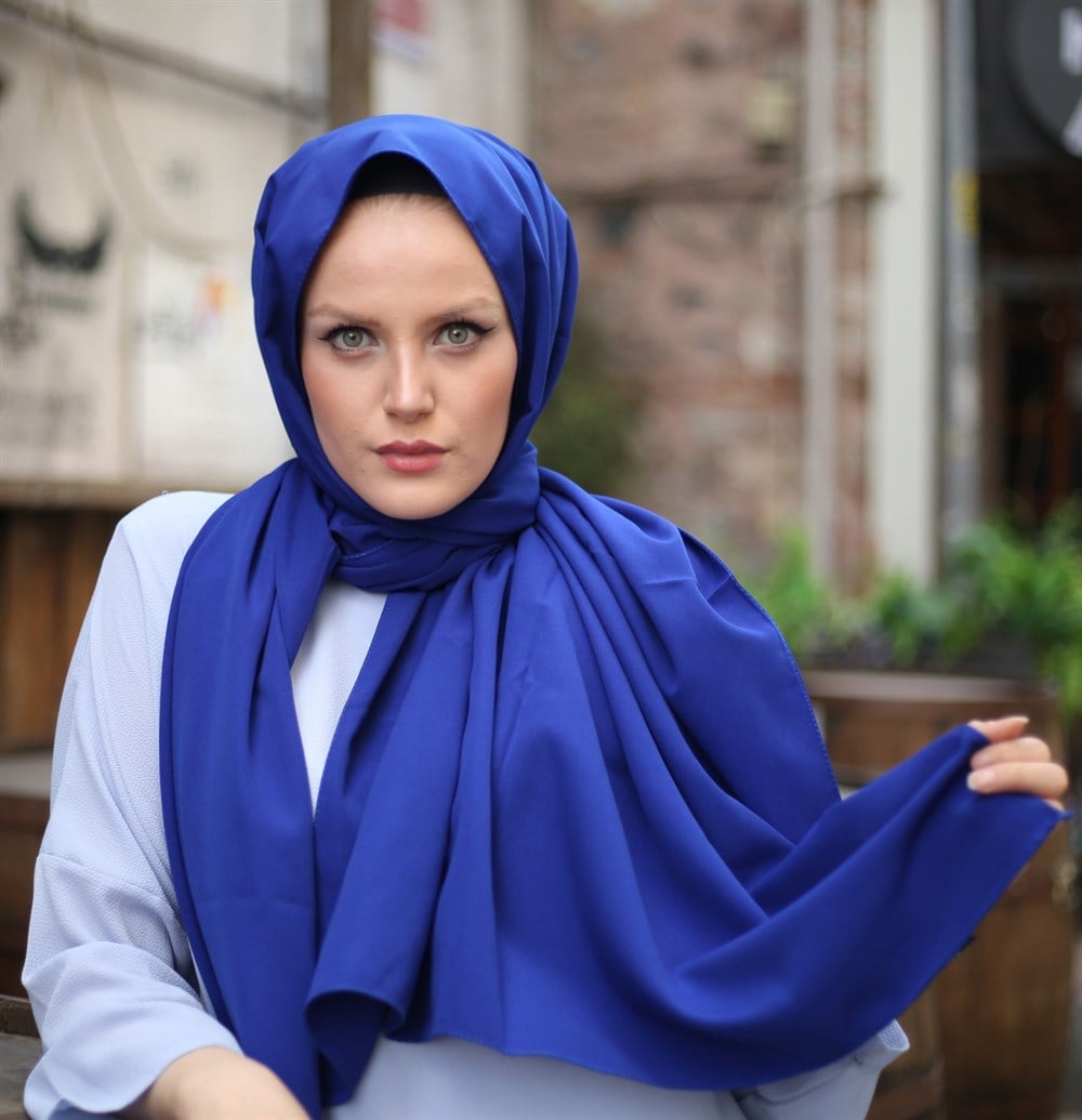 STELLA MEDİNE İPEĞİ ŞAL SAKS MAVİ 