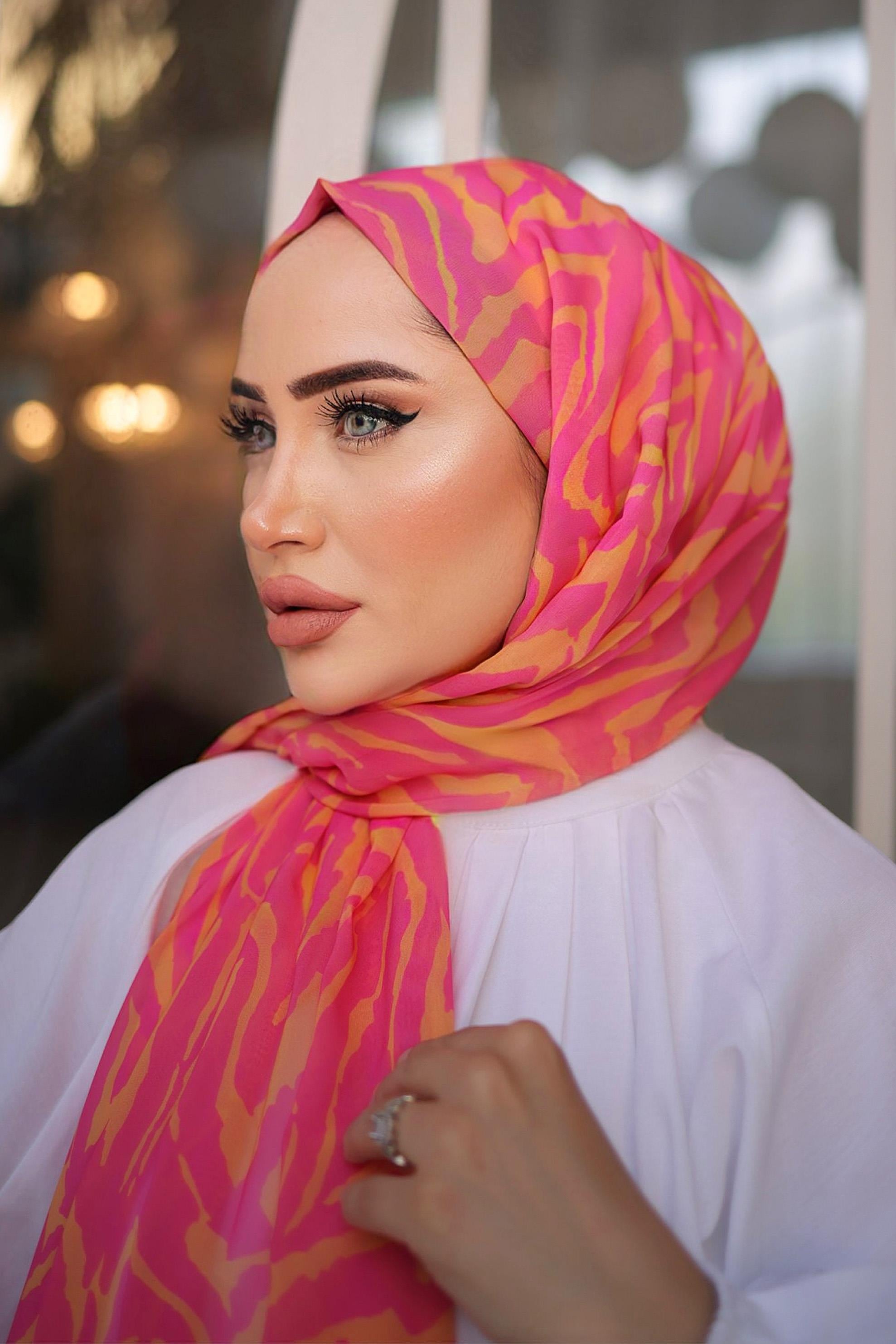 STELLA ZEBRA DESENLİ PEMBE ŞAL