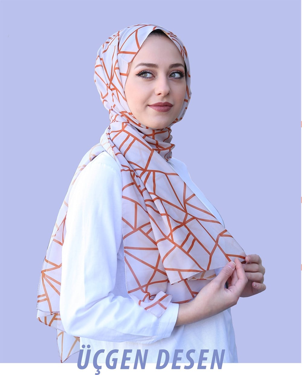 STELLA ÜÇGEN DESEN ŞAL PUDRA