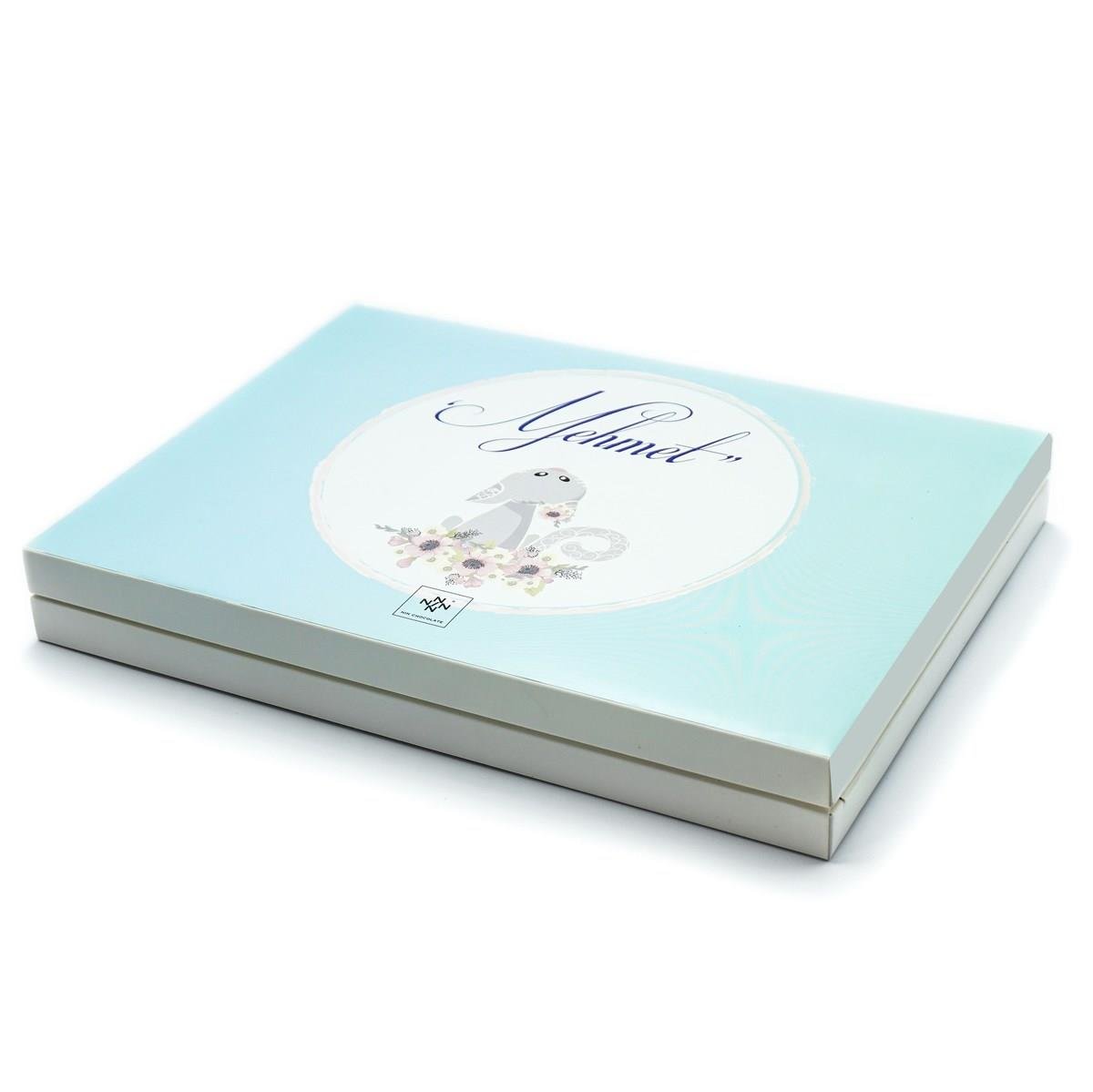 Erkek Bebek Çikolatası 84 Adet Madlen Çikolata Mavi Kedi