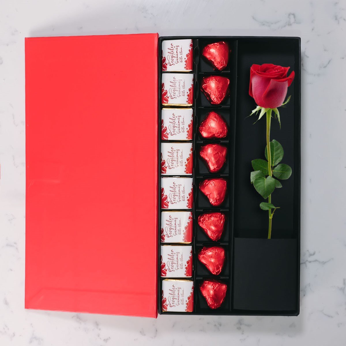 NIN Aşk Çikolata Kutusu Yaldızlı ve Madlen