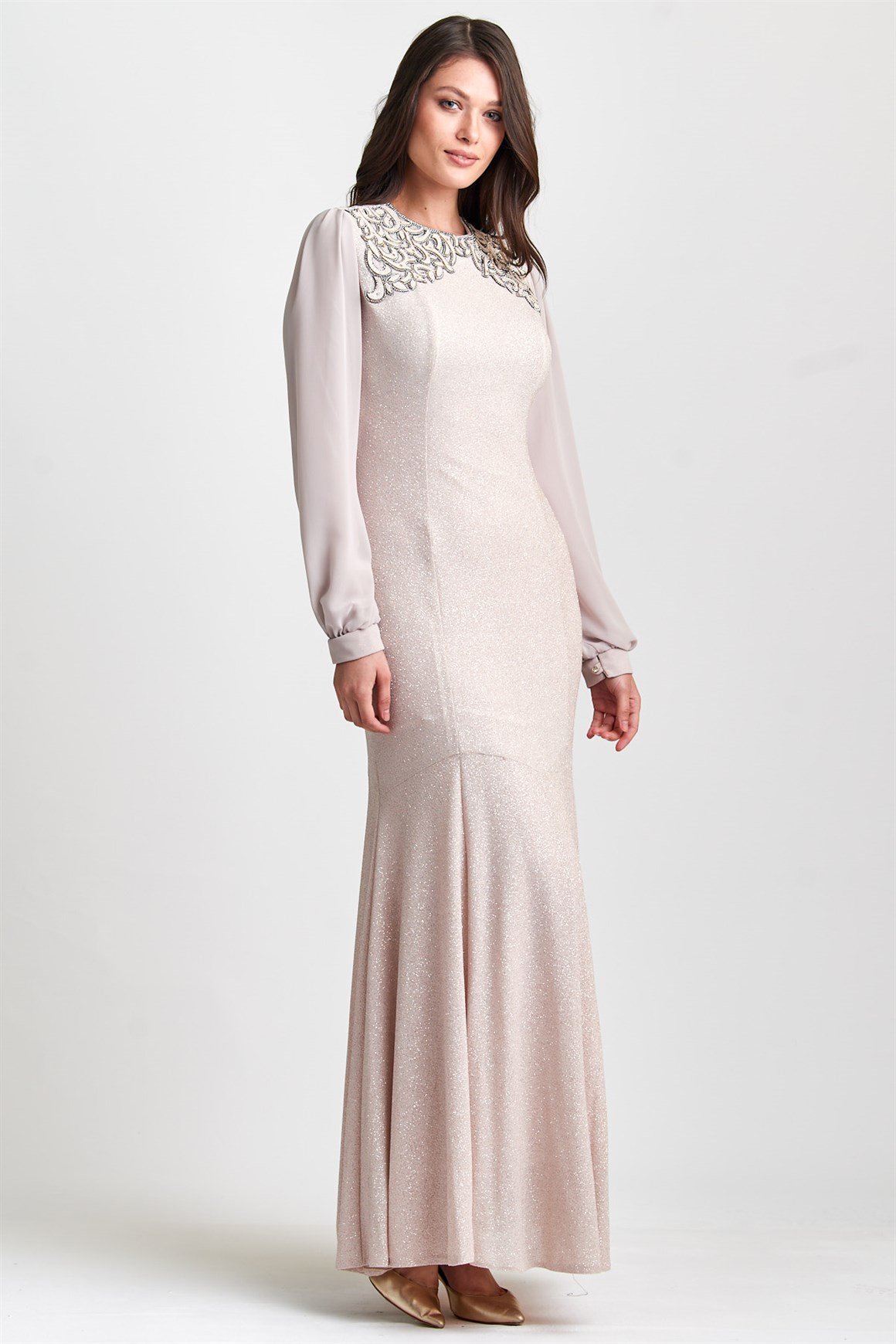 Önü Lazer İşlemeli Abiye Elbise