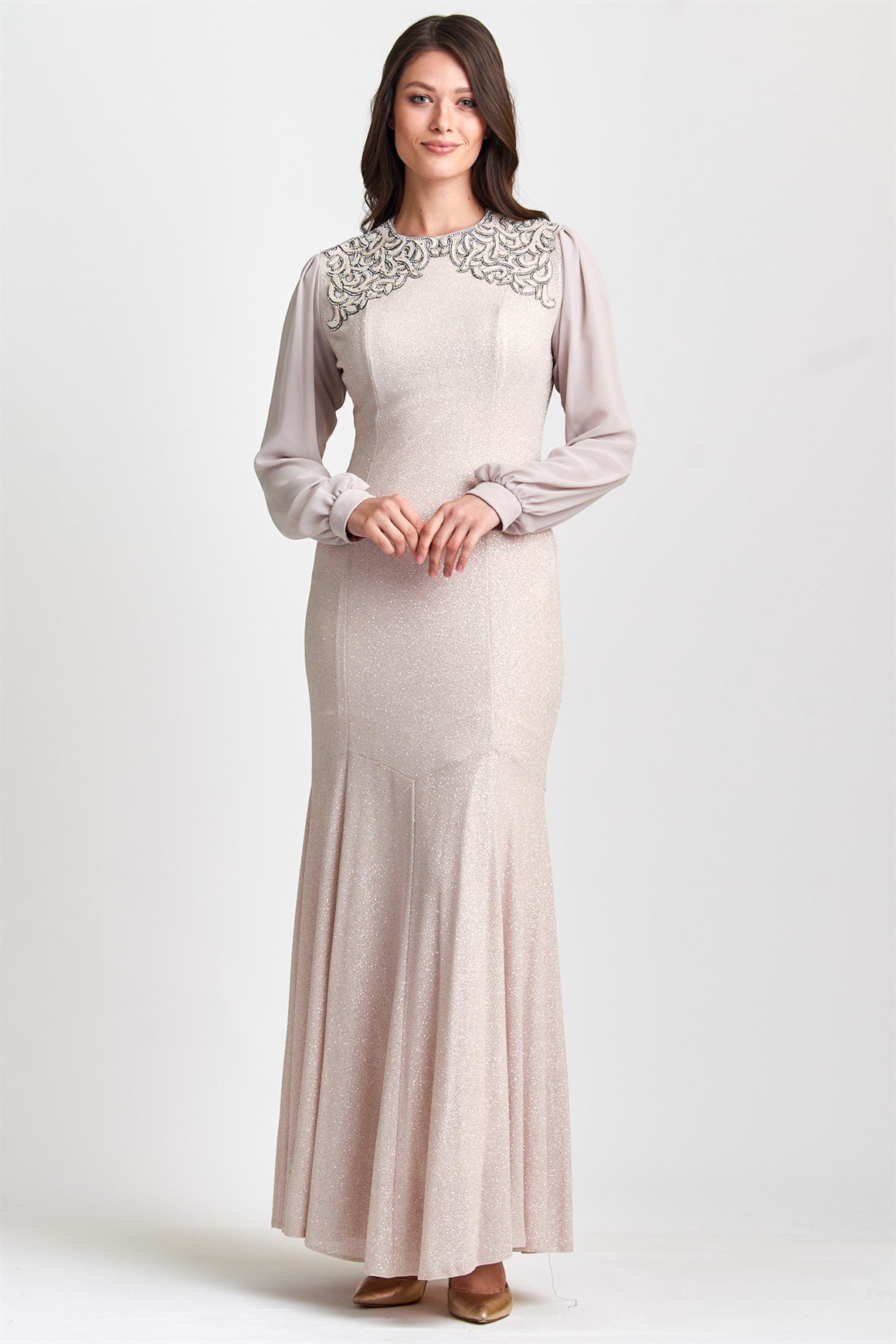 Önü Lazer İşlemeli Abiye Elbise