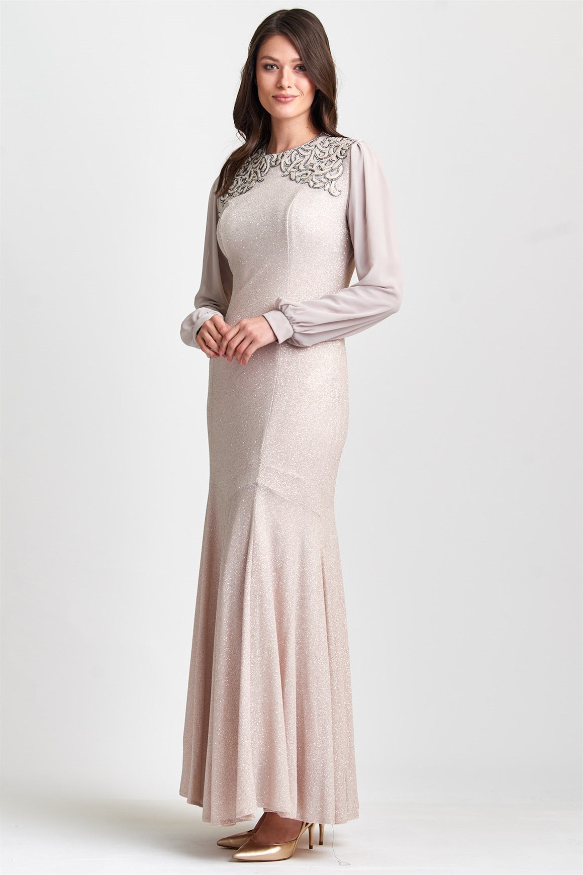 Önü Lazer İşlemeli Abiye Elbise