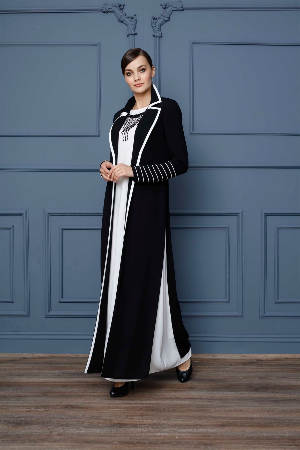Ecru - Beaded Jacket with Long Dress Inside Evening Gown