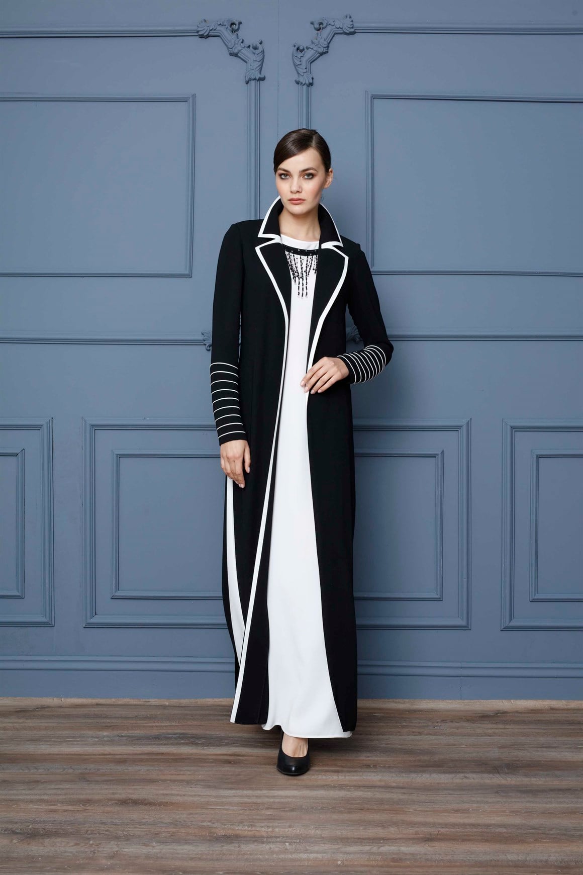 Ecru - Beaded Jacket with Long Dress Inside Evening Gown