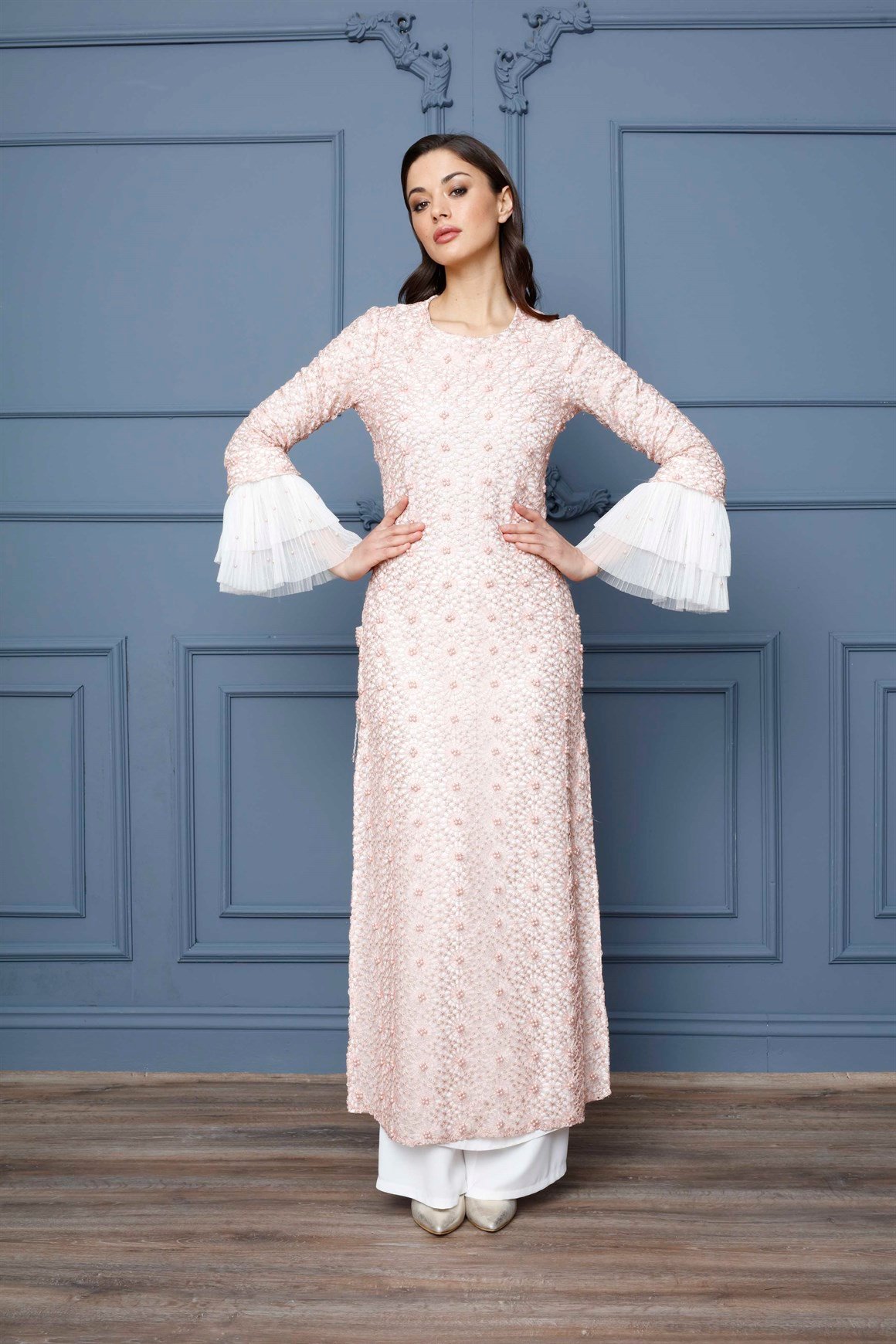 Somon - 2'li Dantelli Boncuklu Abiye Takım